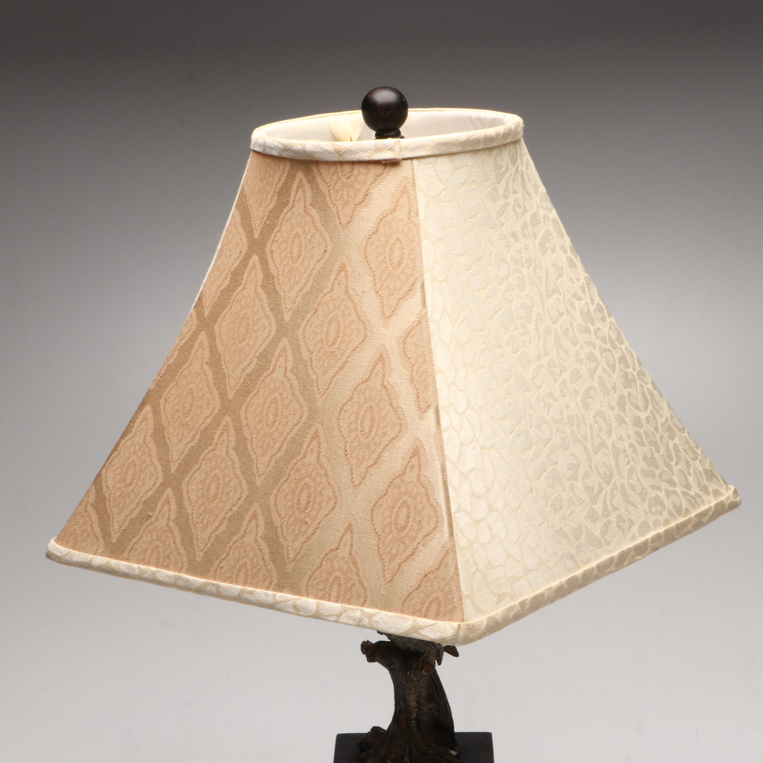Bronze Finish Parrot Table Lamp with Jacquard Lampshade