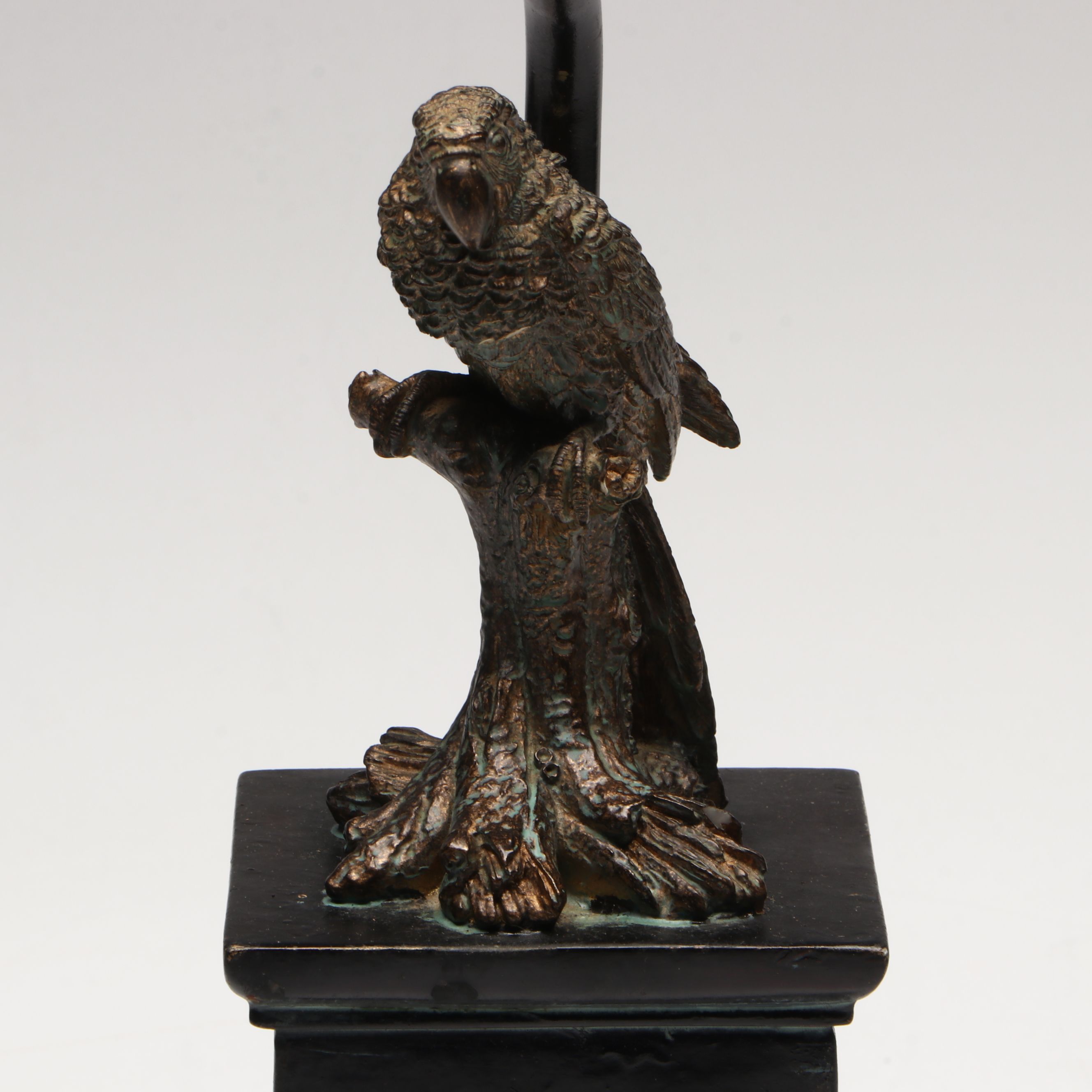 Bronze Finish Parrot Table Lamp with Jacquard Lampshade