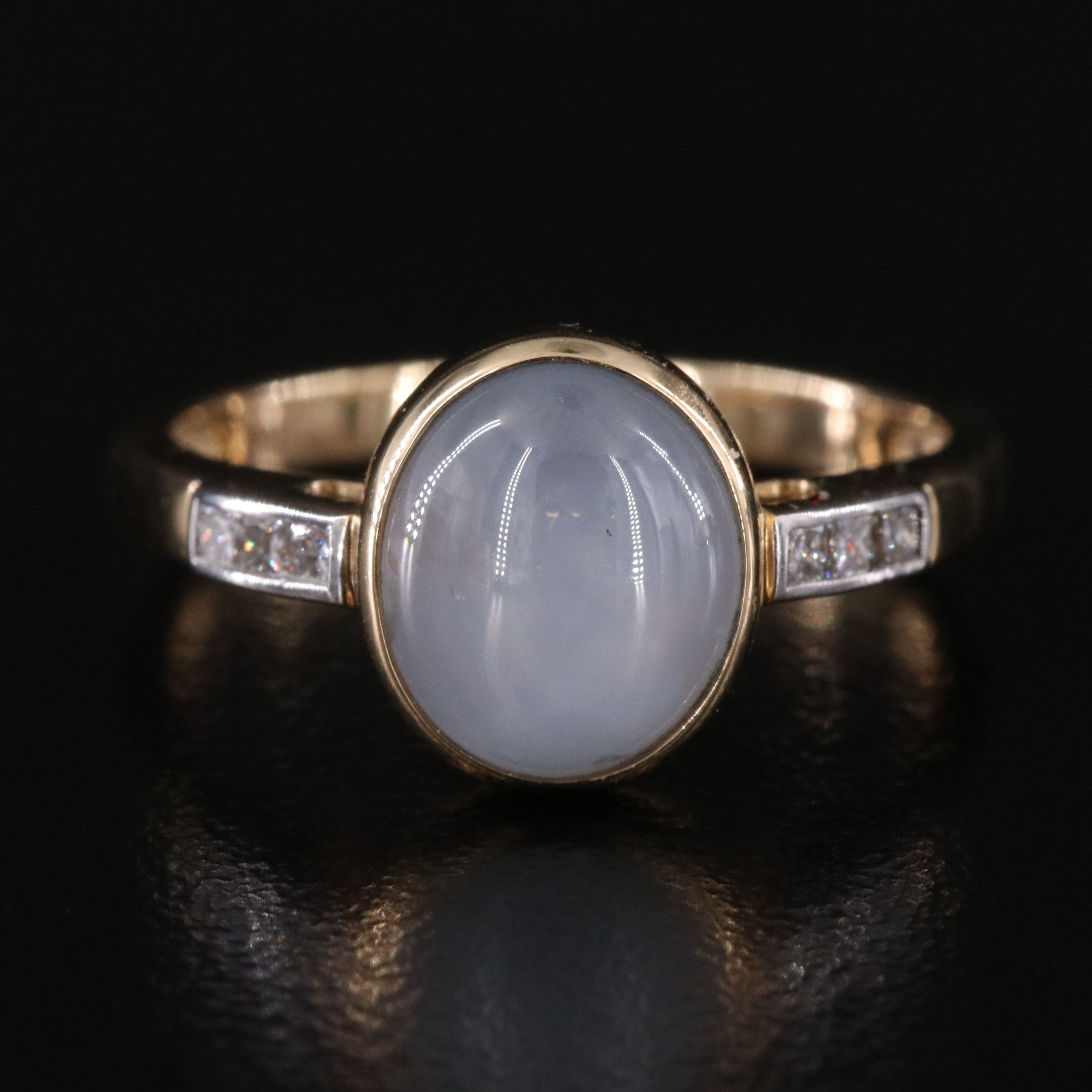 14K 3.52 CT Star Sapphire and Diamond Ring