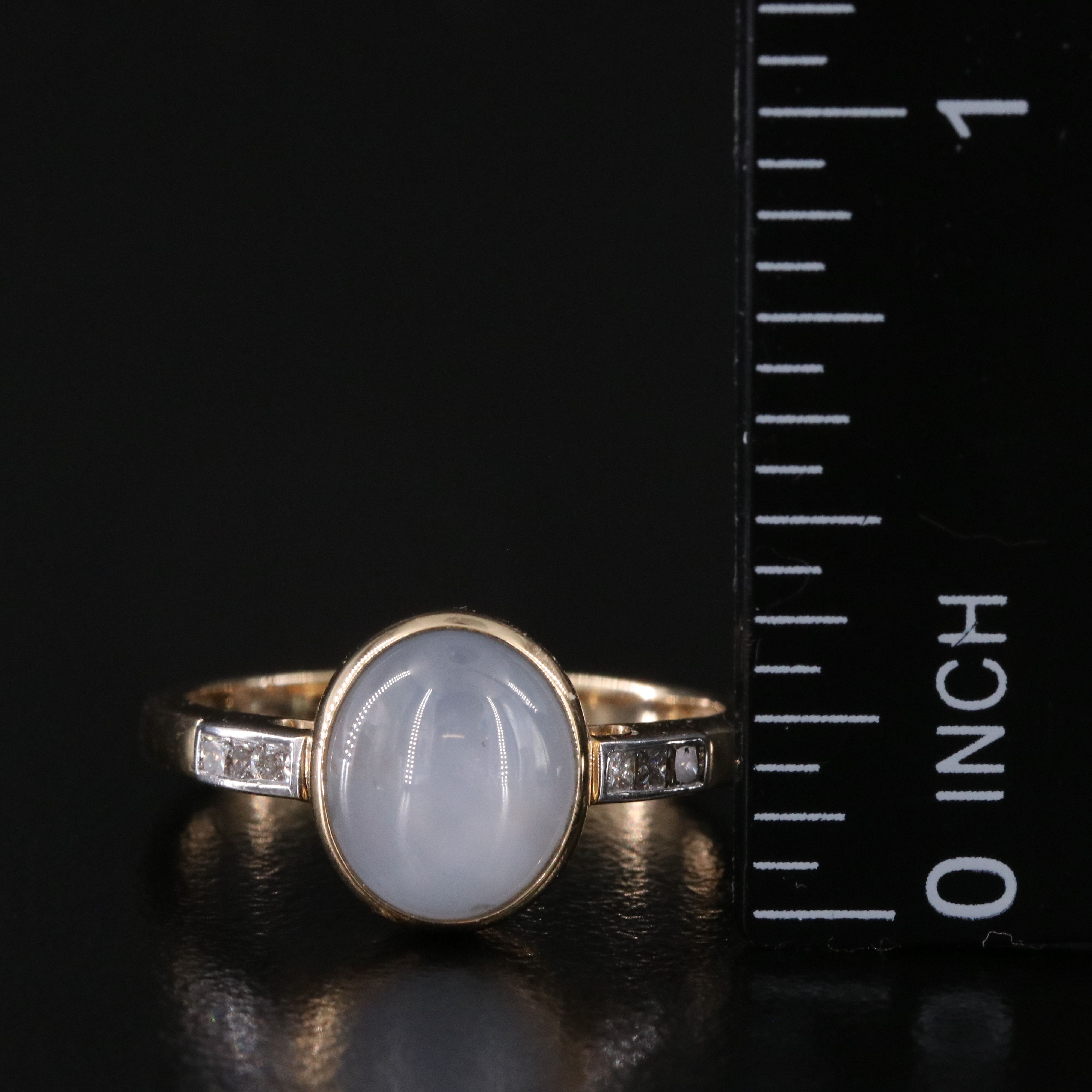 14K 3.52 CT Star Sapphire and Diamond Ring