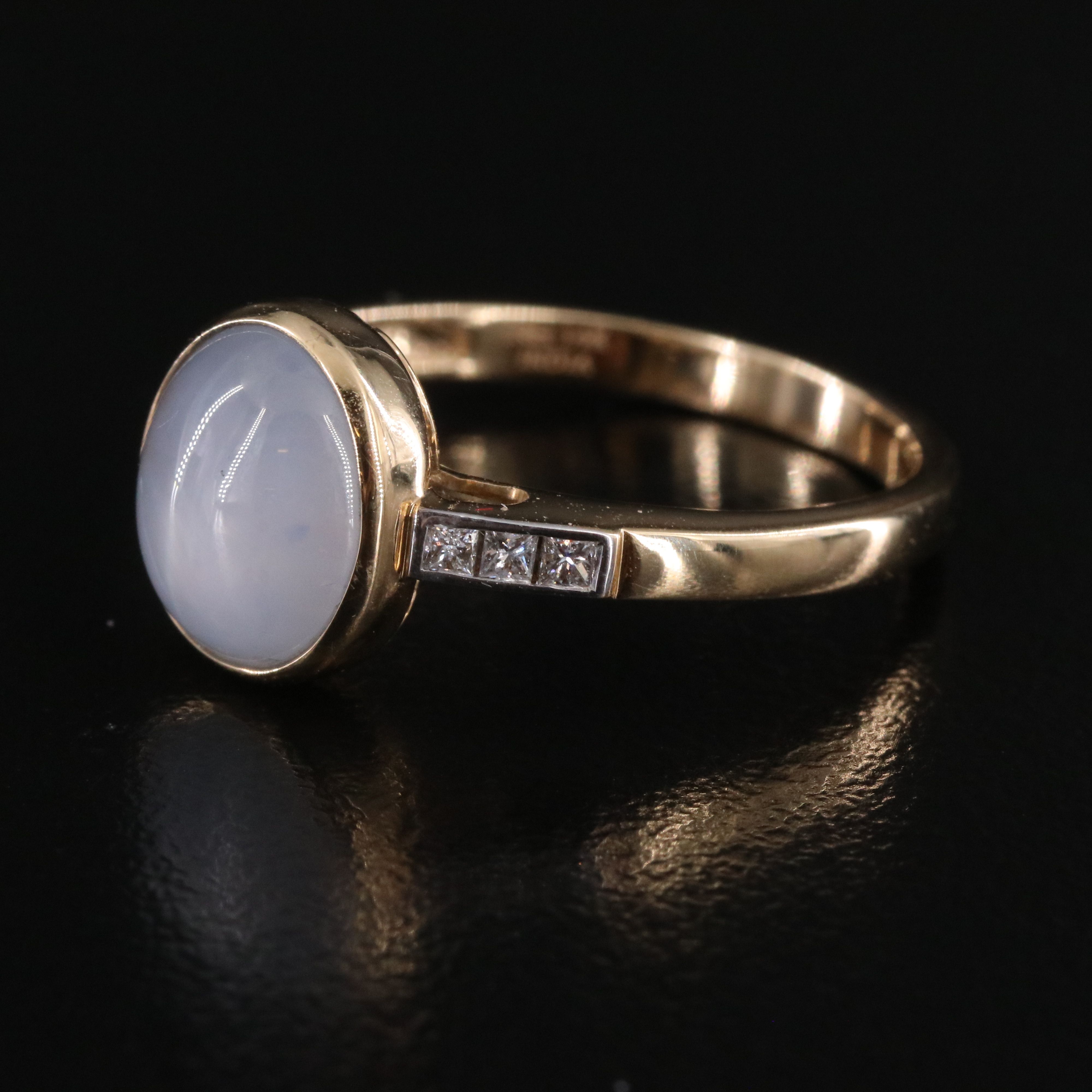 14K 3.52 CT Star Sapphire and Diamond Ring