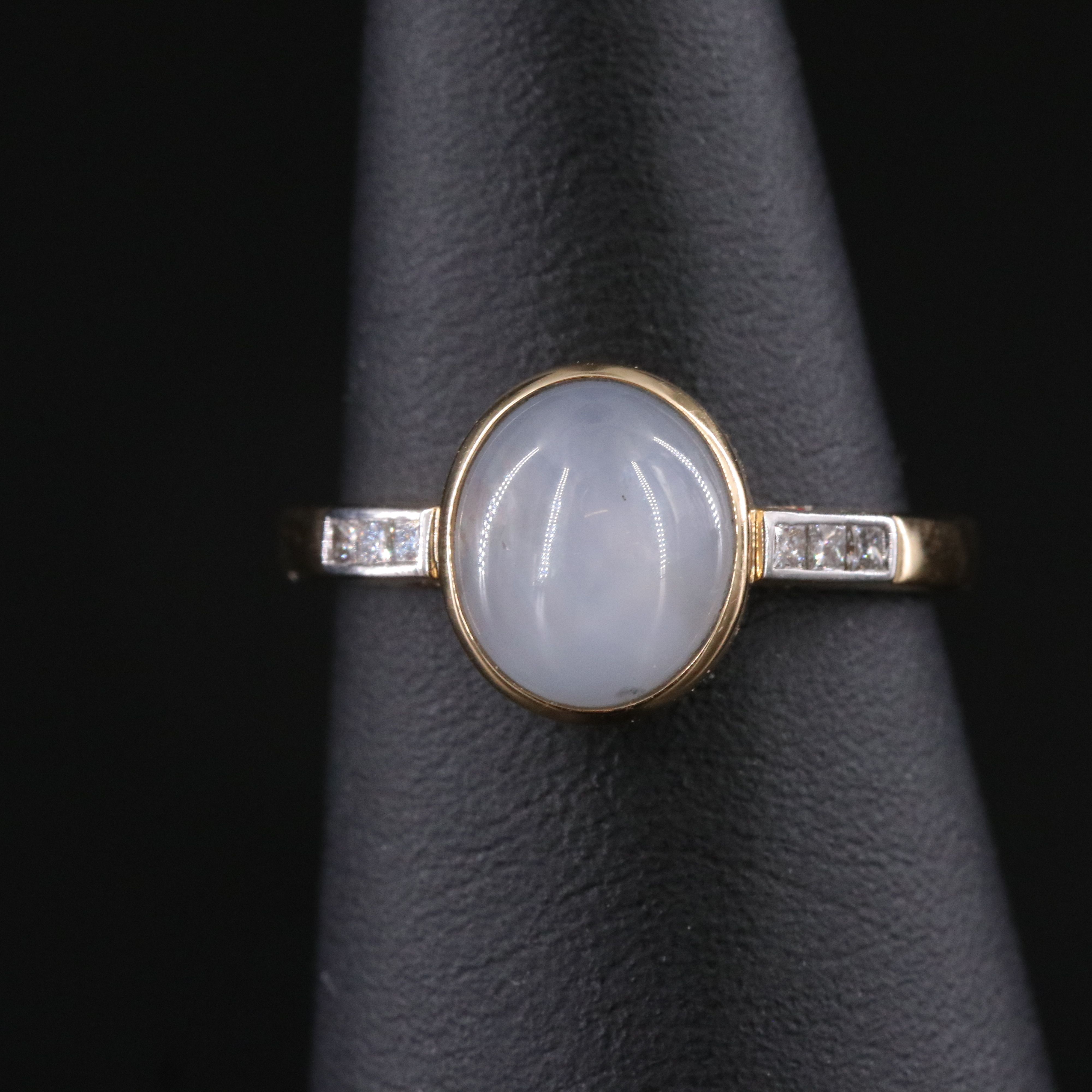 14K 3.52 CT Star Sapphire and Diamond Ring