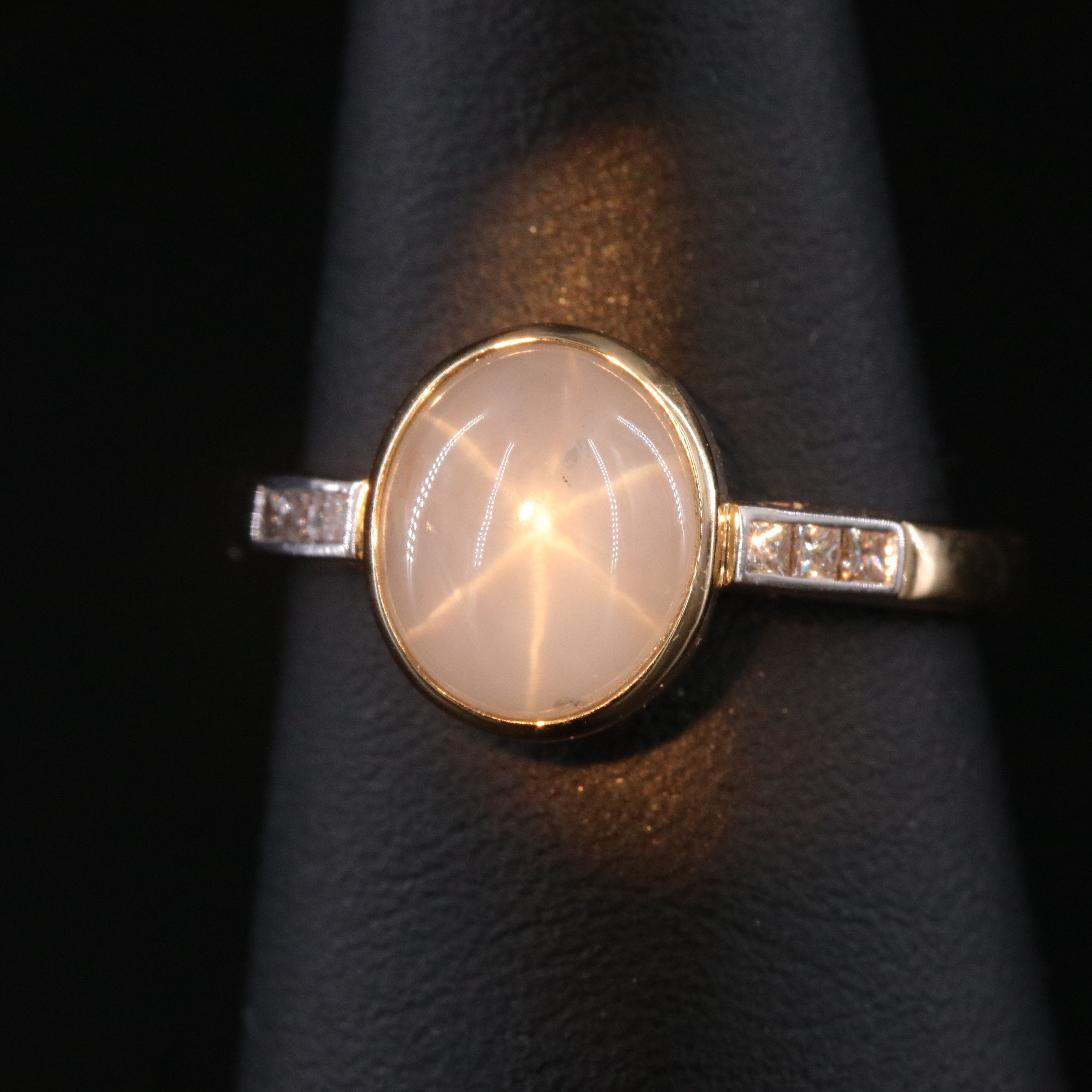14K 3.52 CT Star Sapphire and Diamond Ring