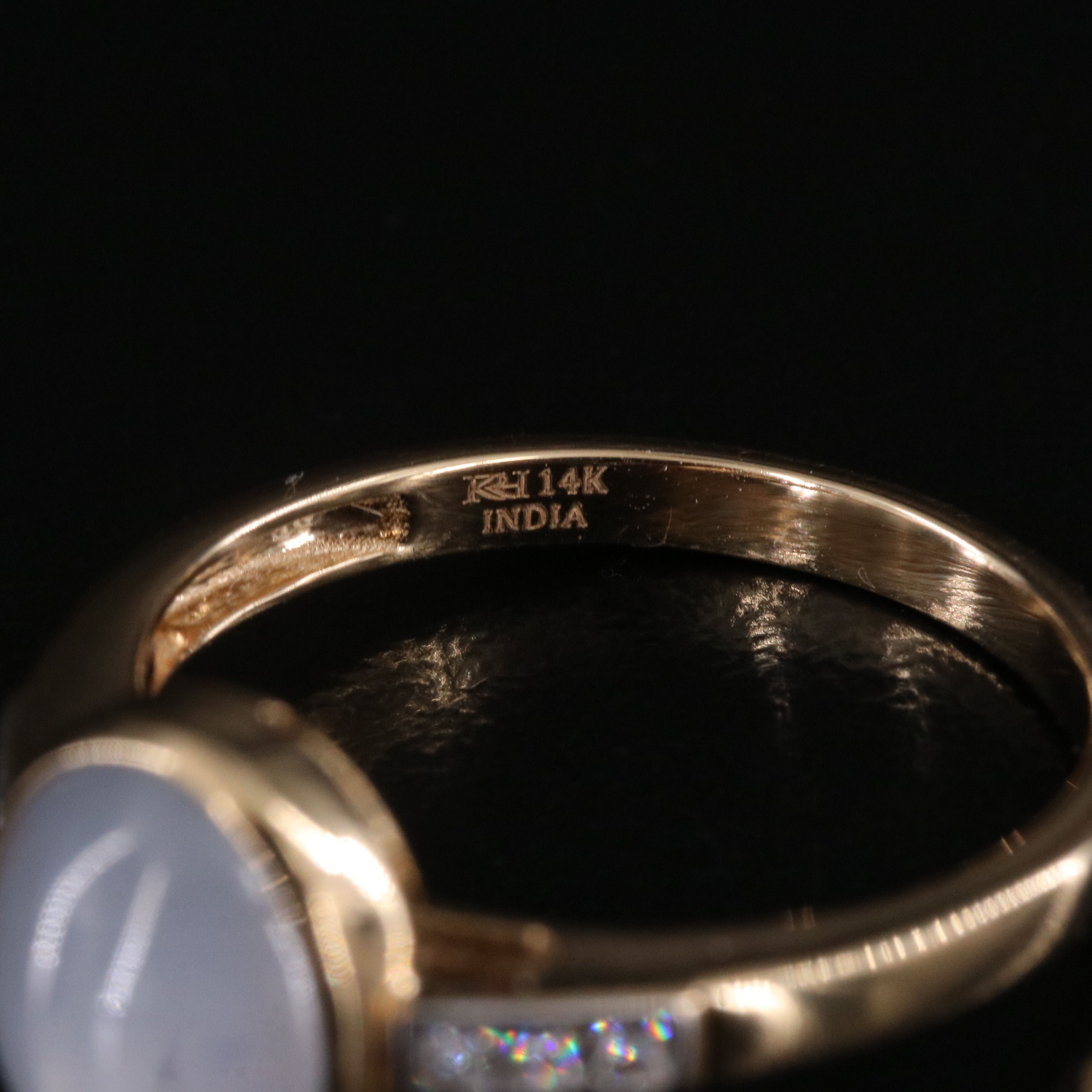 14K 3.52 CT Star Sapphire and Diamond Ring