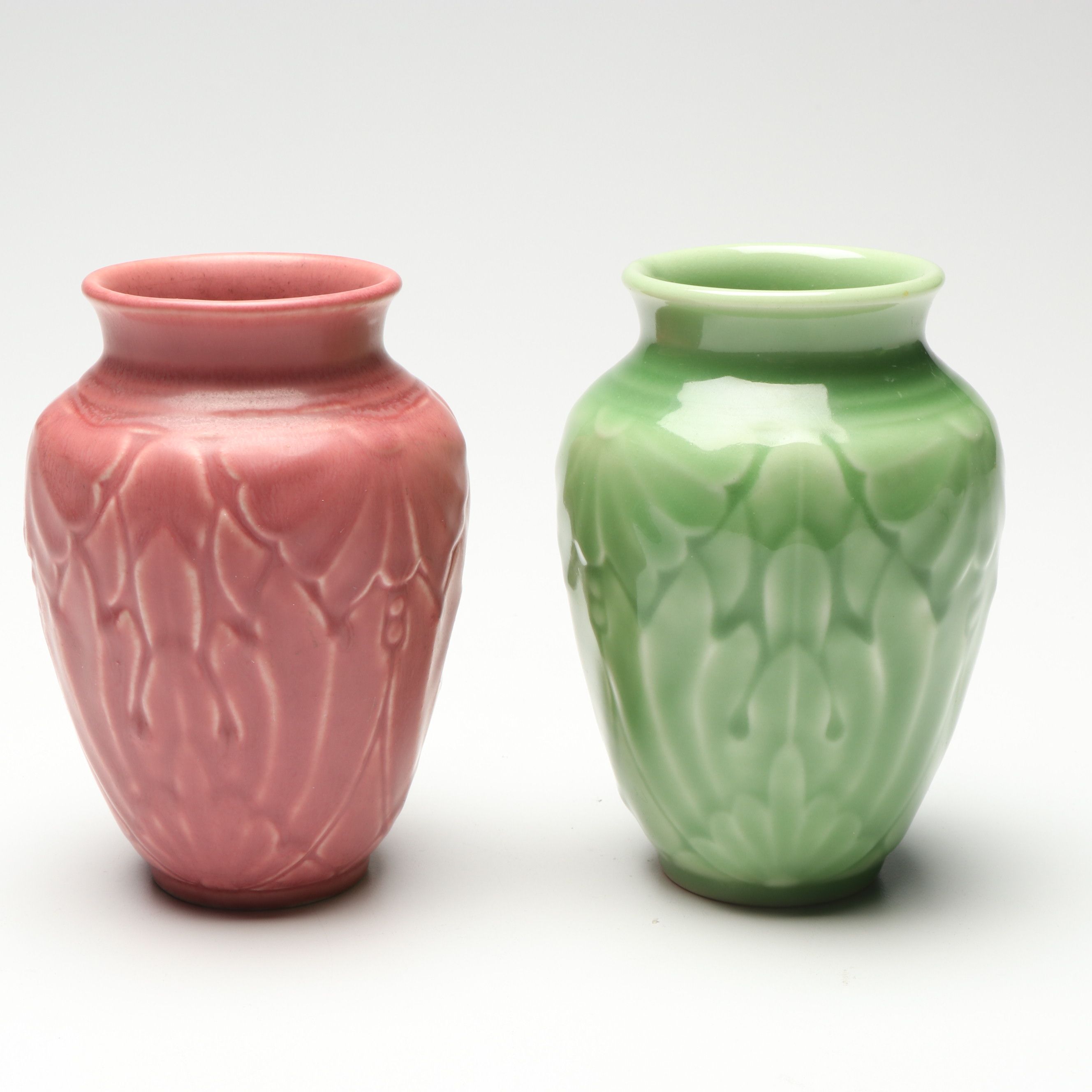Rookwood Pottery Handled Cabinet Vase with Art Nouveau Vases, 1928 and 1938
