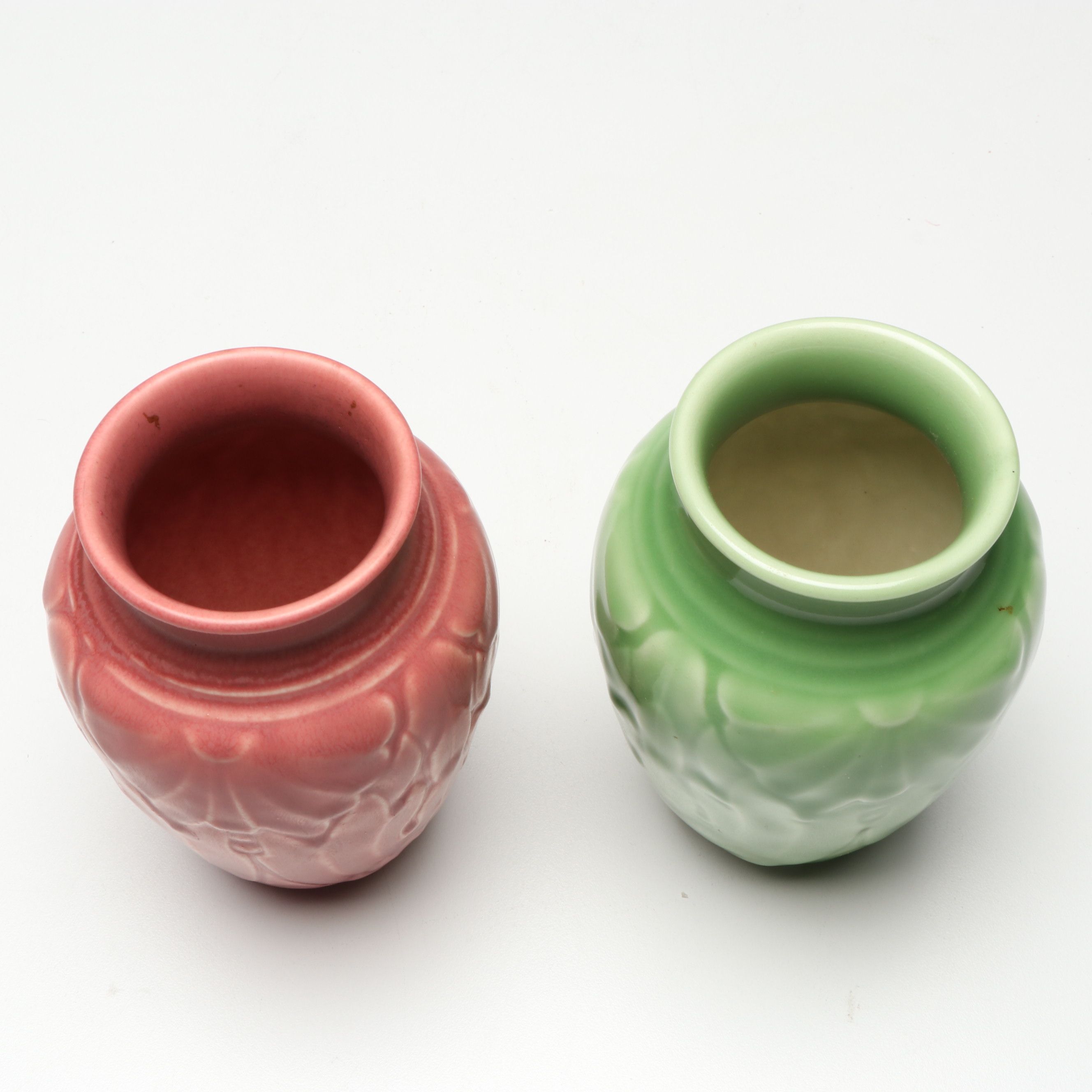 Rookwood Pottery Handled Cabinet Vase with Art Nouveau Vases, 1928 and 1938