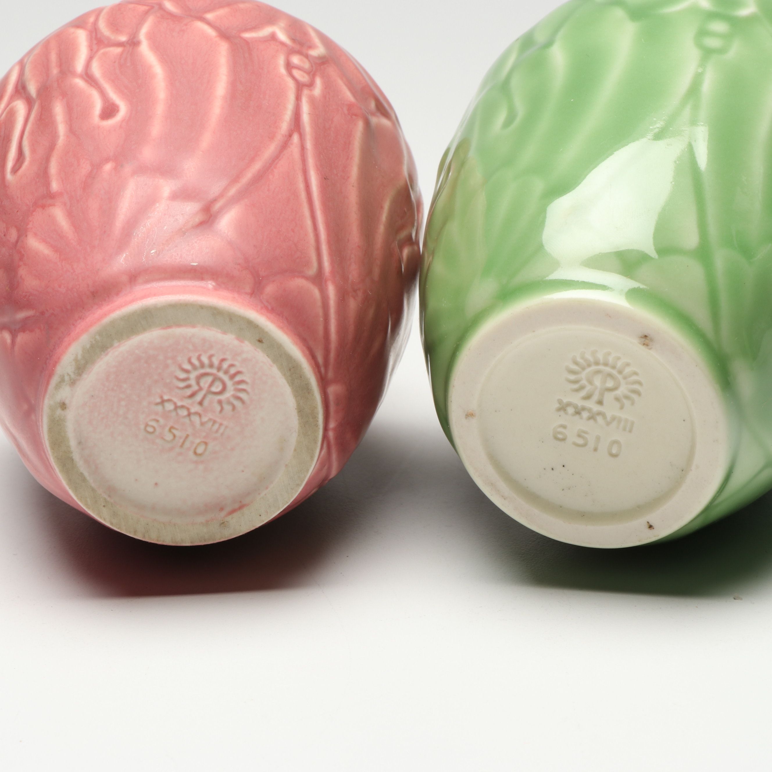 Rookwood Pottery Handled Cabinet Vase with Art Nouveau Vases, 1928 and 1938