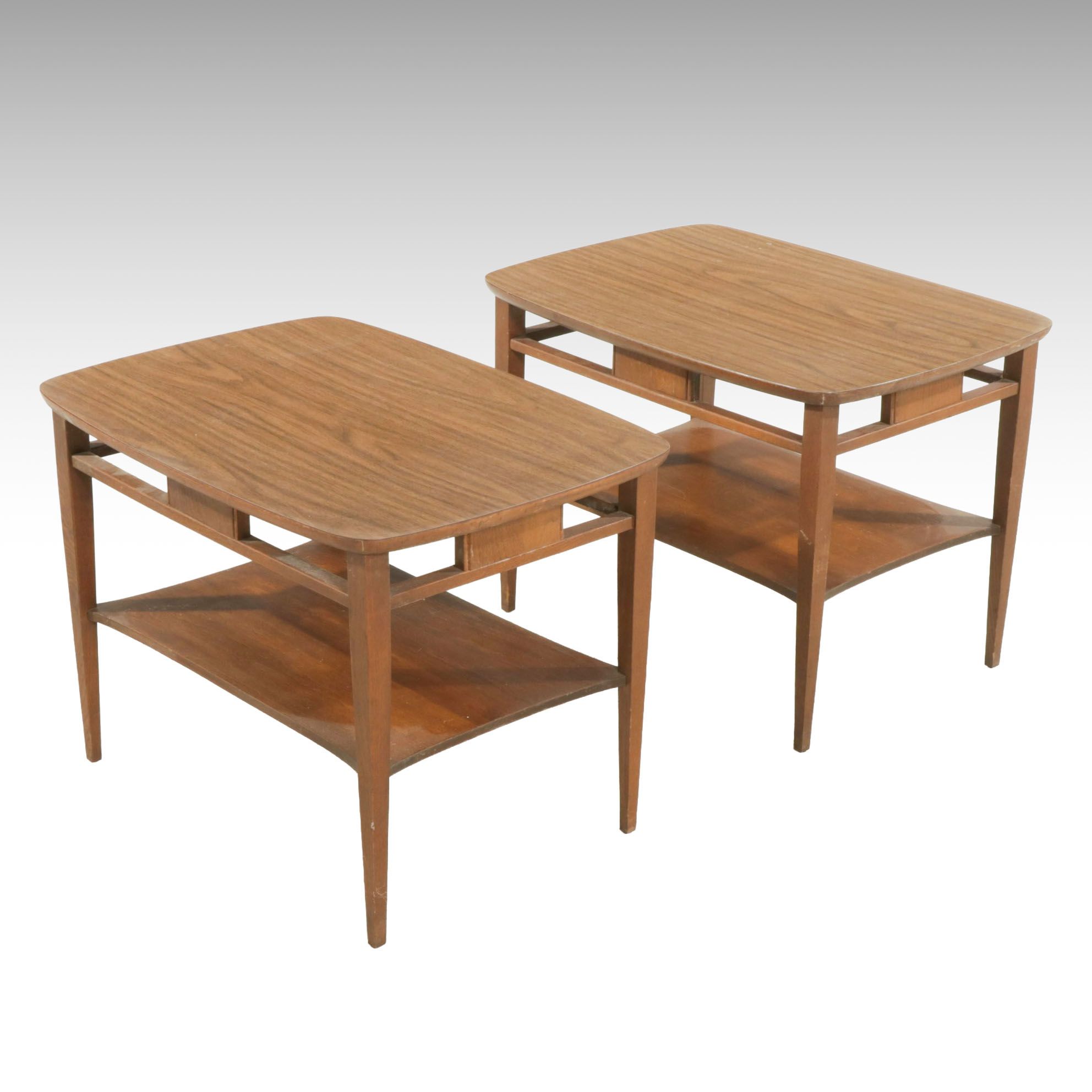 Pair of Mid Century Modern Walnut Side Tables, Mid to Late 20th Century