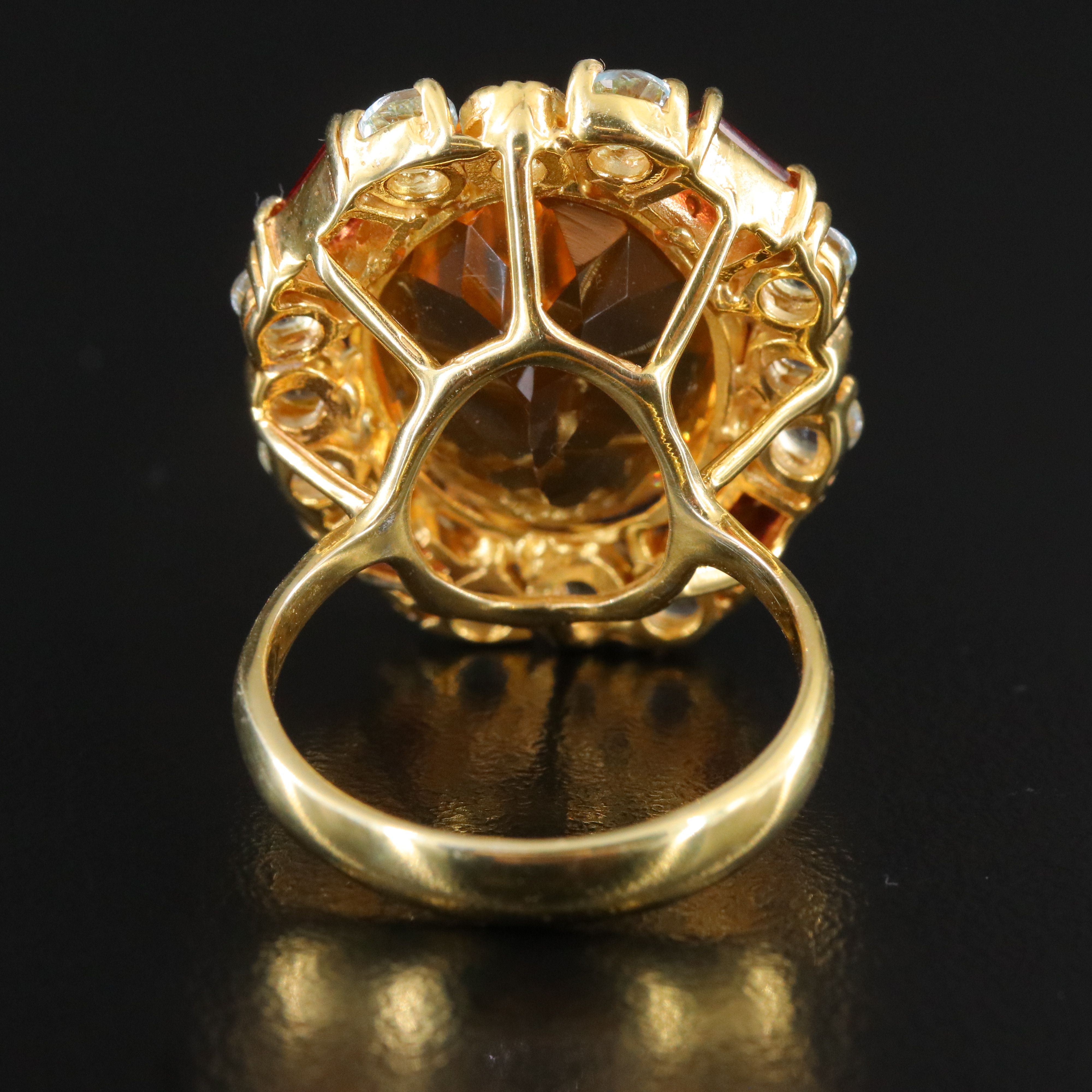 Sterling Citrine, White Topaz and Garnet Halo Ring