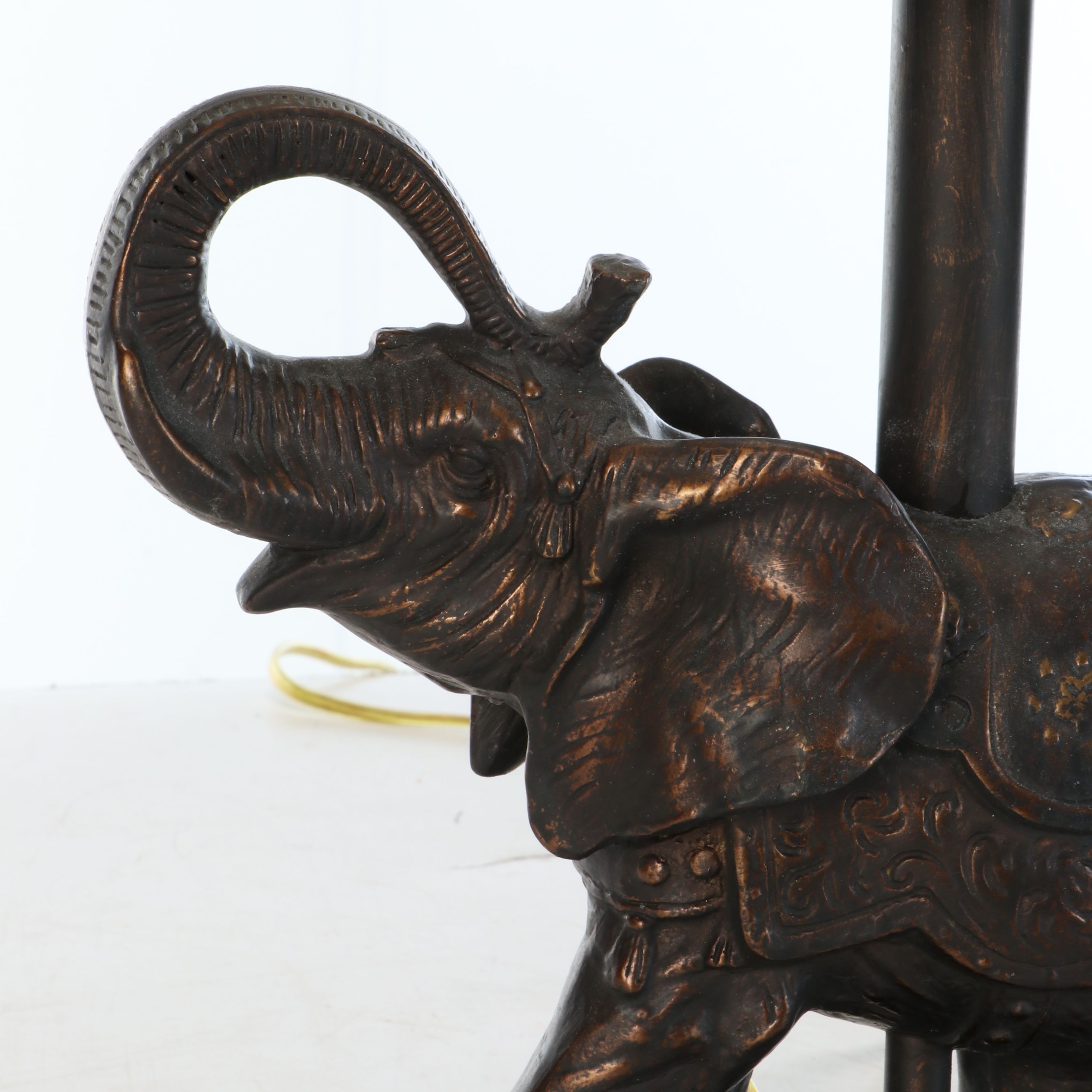 Berman Bronzed Resin Ornate Elephant Table Lamp