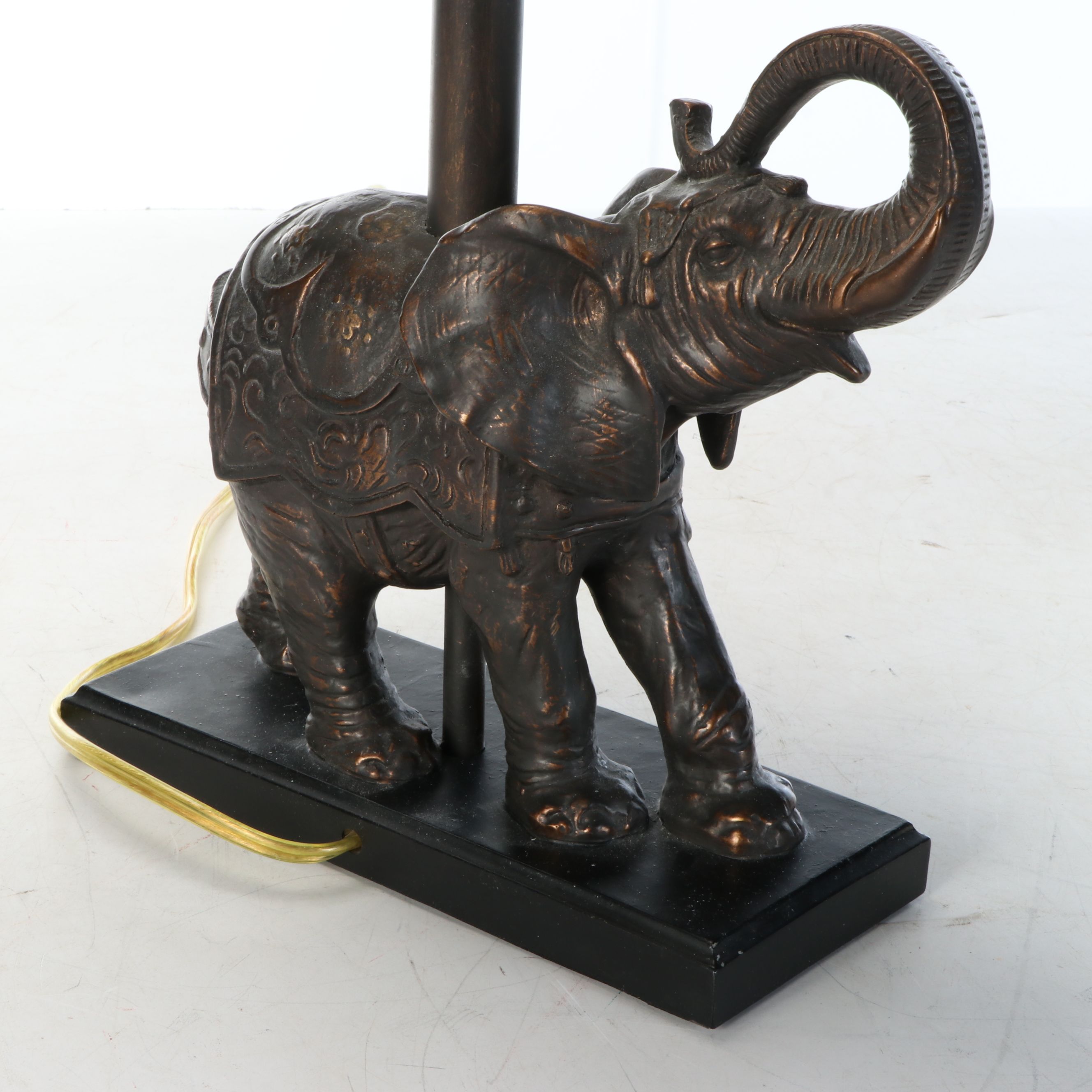 Berman Bronzed Resin Ornate Elephant Table Lamp