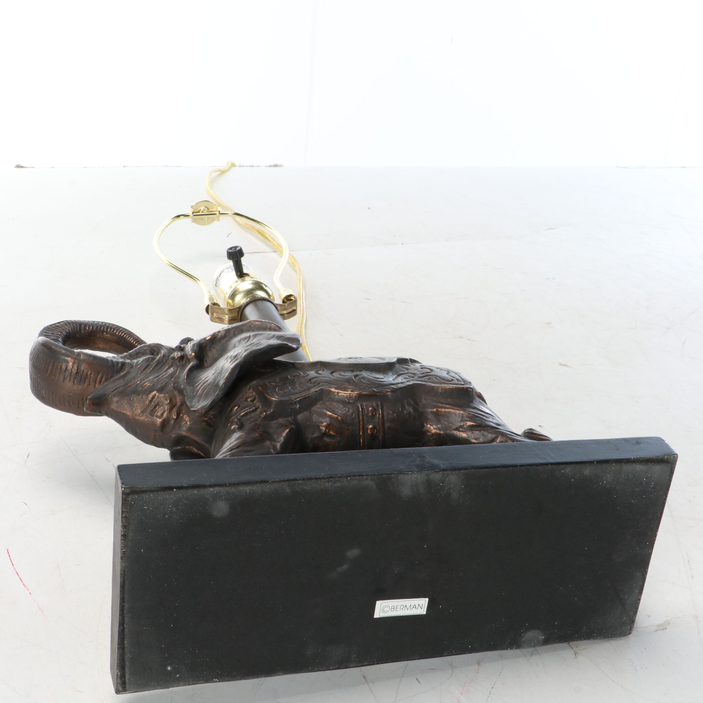 Berman Bronzed Resin Ornate Elephant Table Lamp