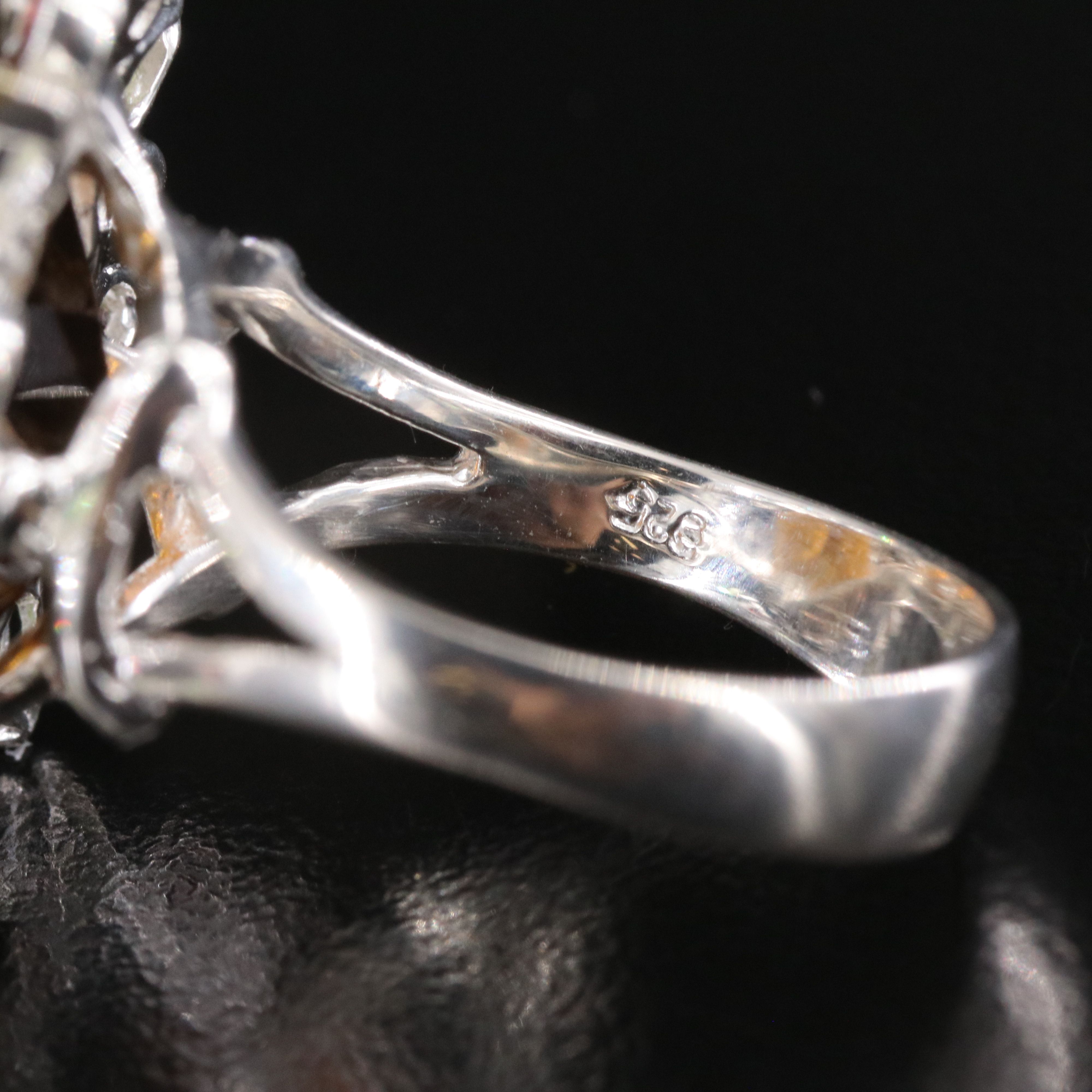 Sterling Smoky Quartz, Peridot and Tourmaline Ring