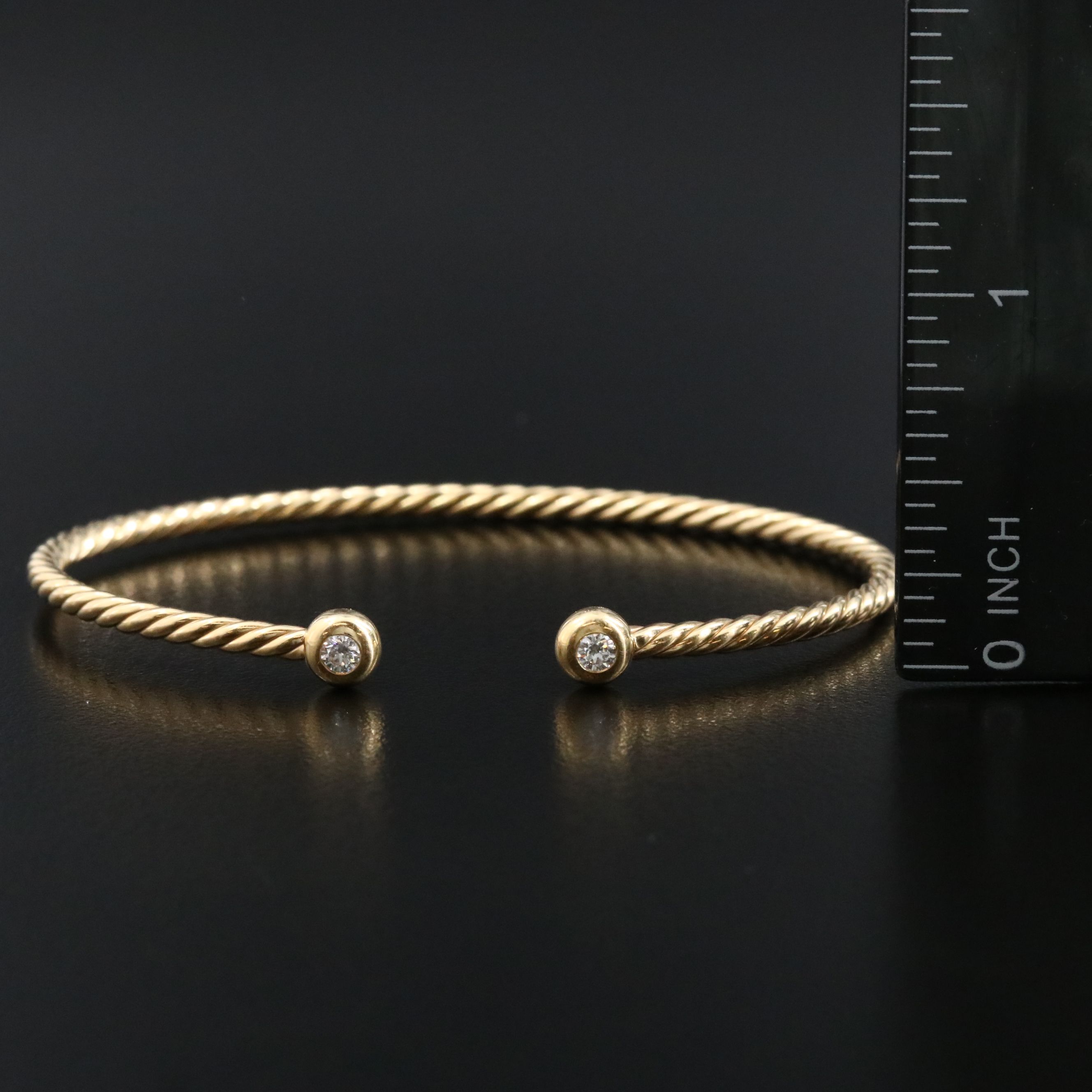 David Yurman Micro Cablespira 18K Cuff Bracelet with Diamond Accents