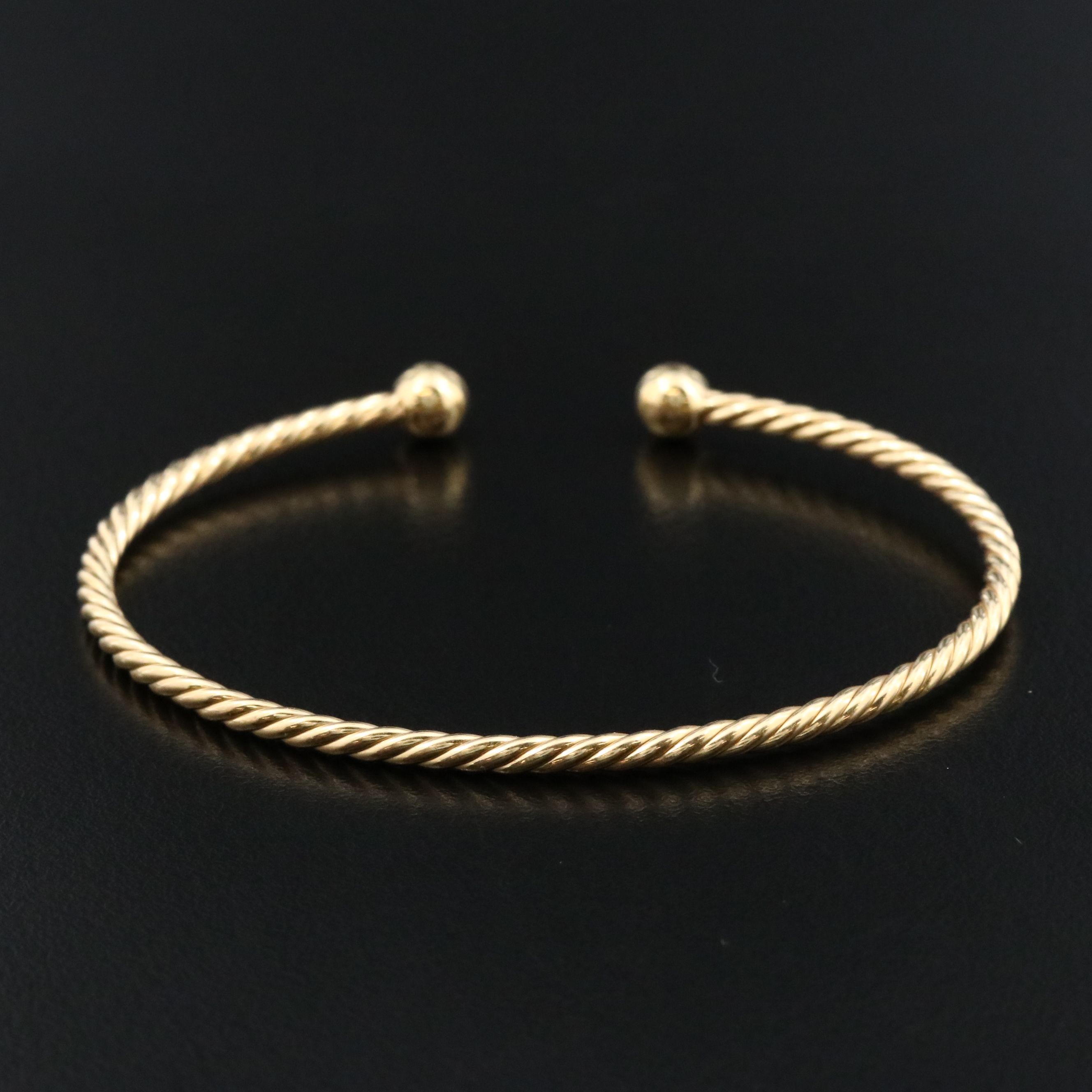 David Yurman Micro Cablespira 18K Cuff Bracelet with Diamond Accents