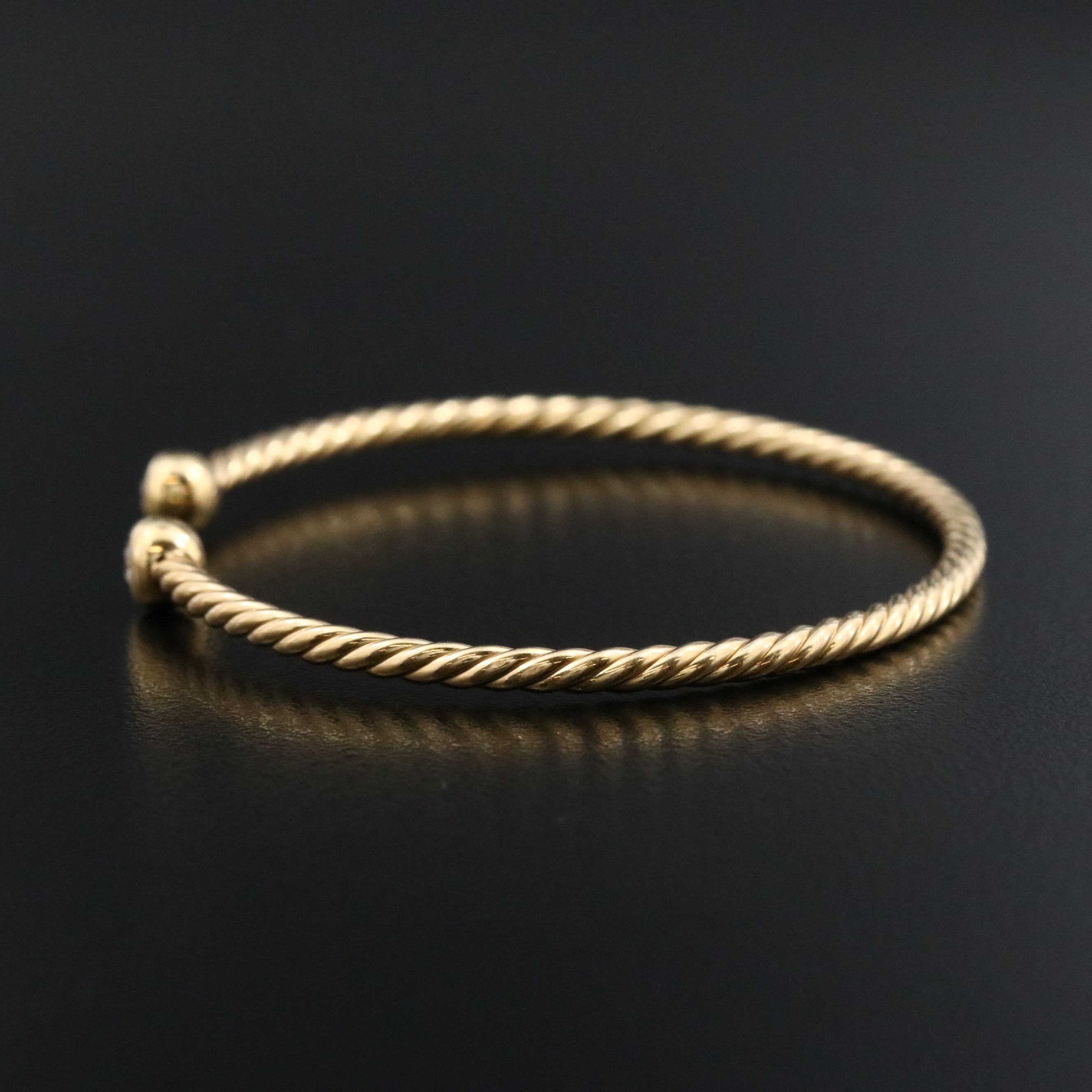 David Yurman Micro Cablespira 18K Cuff Bracelet with Diamond Accents