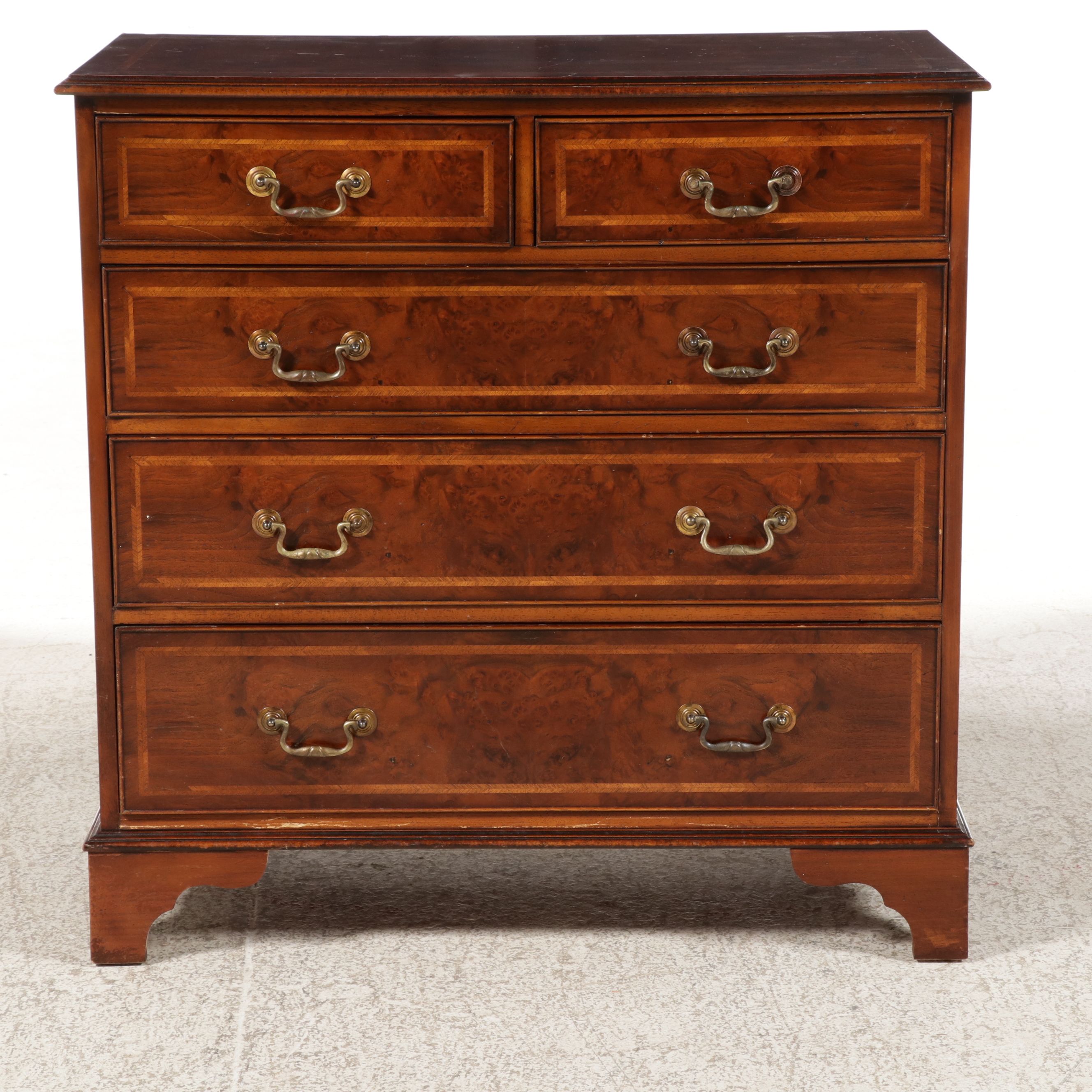 Churchill's Furniture Inlaid Flame Mahogany Hepplewhite Style Chest