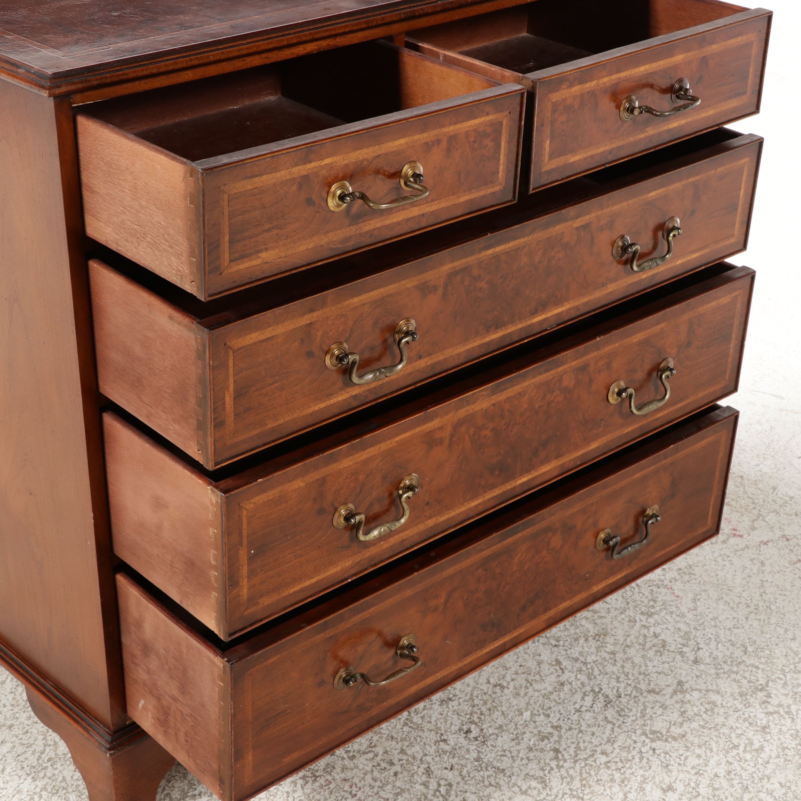 Churchill's Furniture Inlaid Flame Mahogany Hepplewhite Style Chest