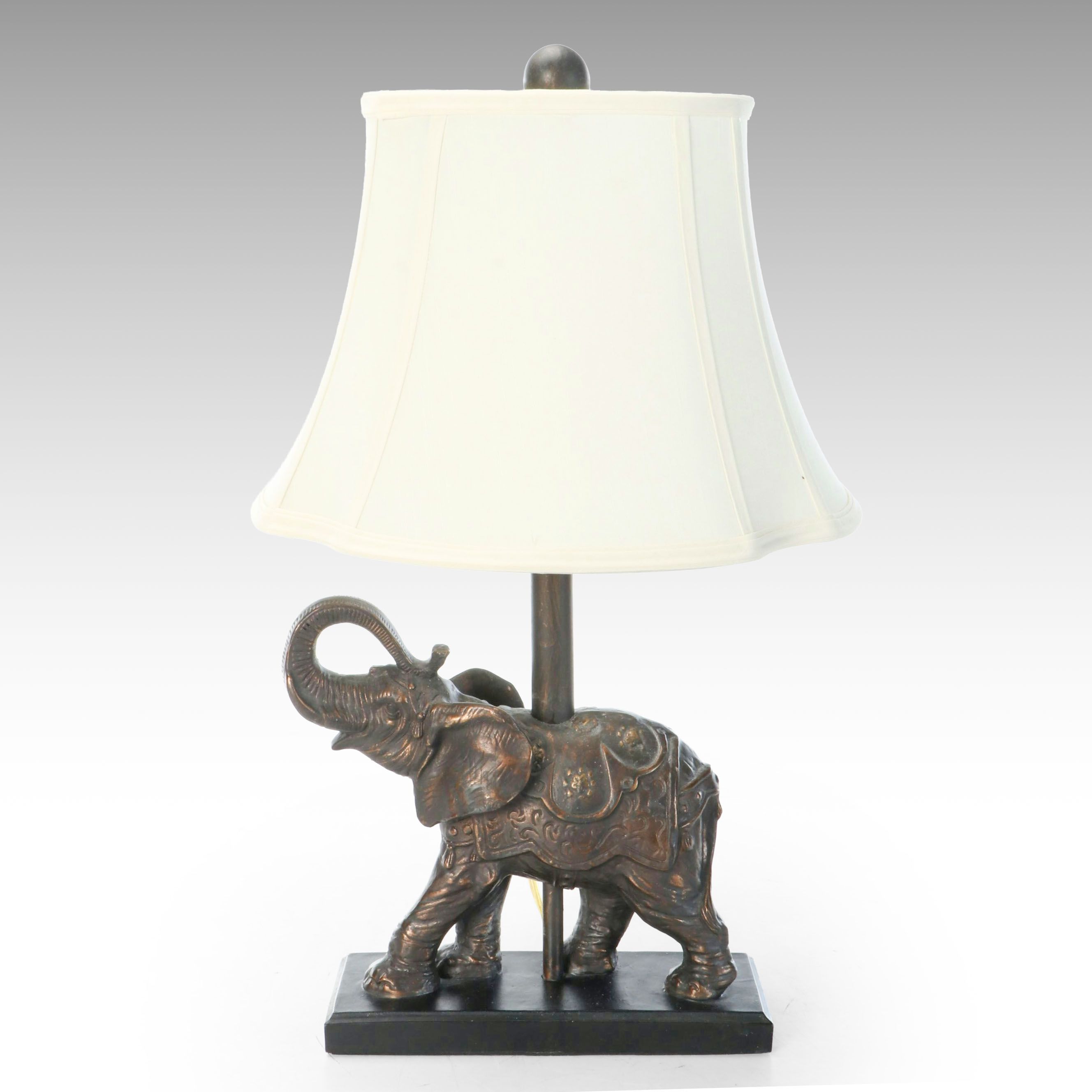 Berman Bronzed Resin Ornate Elephant Table Lamp