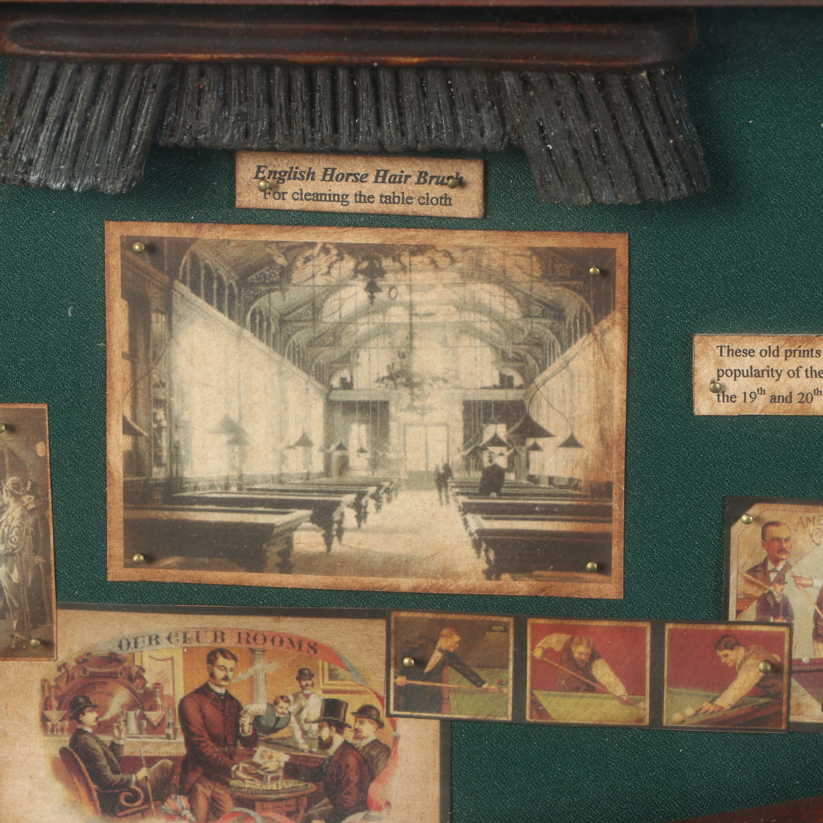 Pool Hall Display "Billiards History" Assemblage Shadow Box