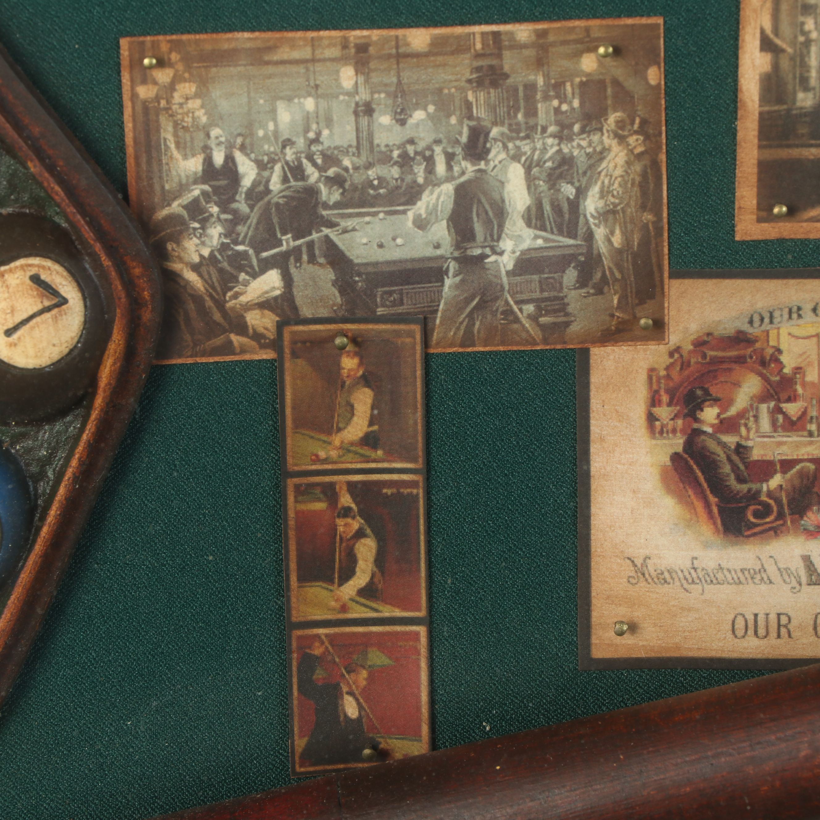 Pool Hall Display "Billiards History" Assemblage Shadow Box