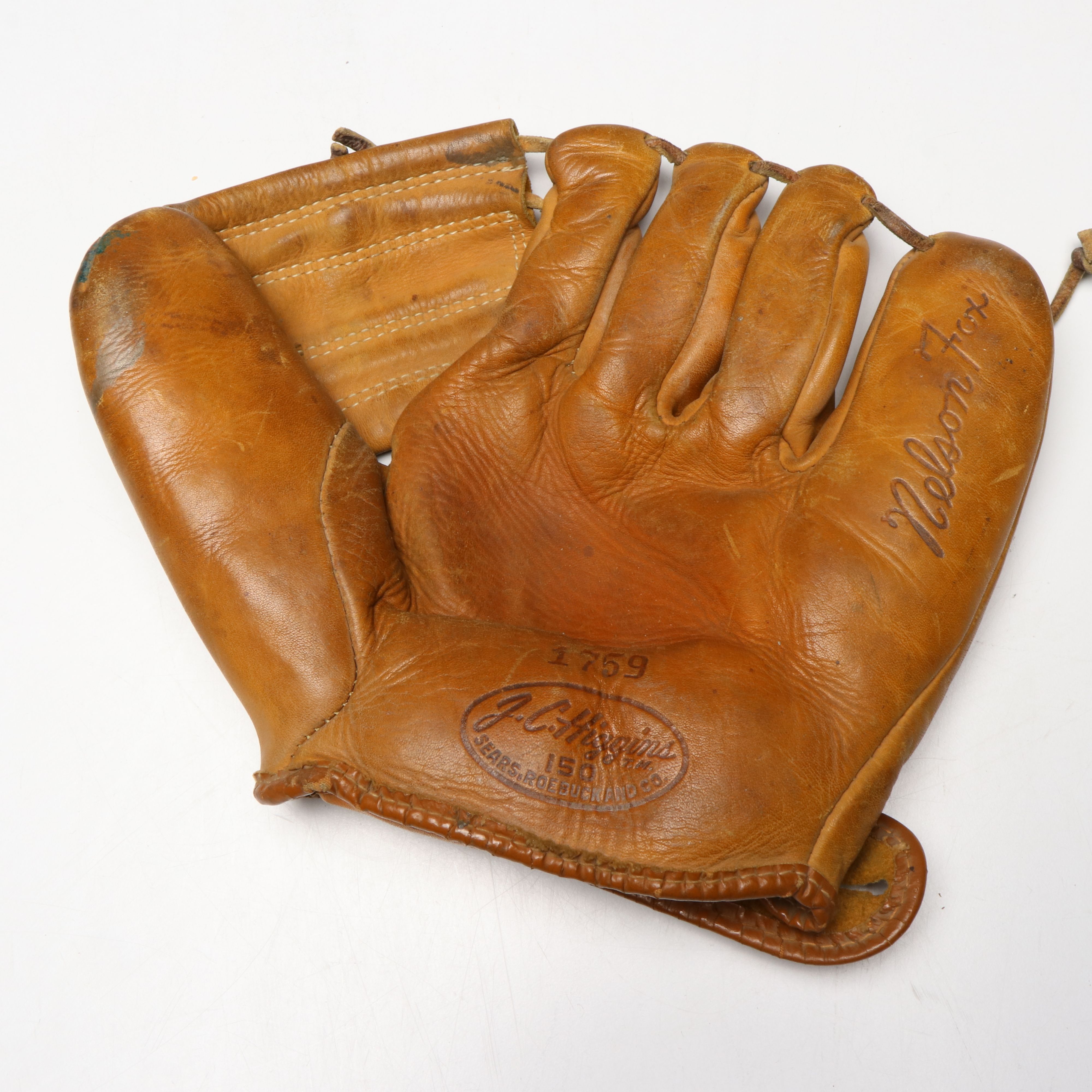 J.C. Higgins and Rawlings Baseball Gloves with Felt Ribbon and Vintage Baseball