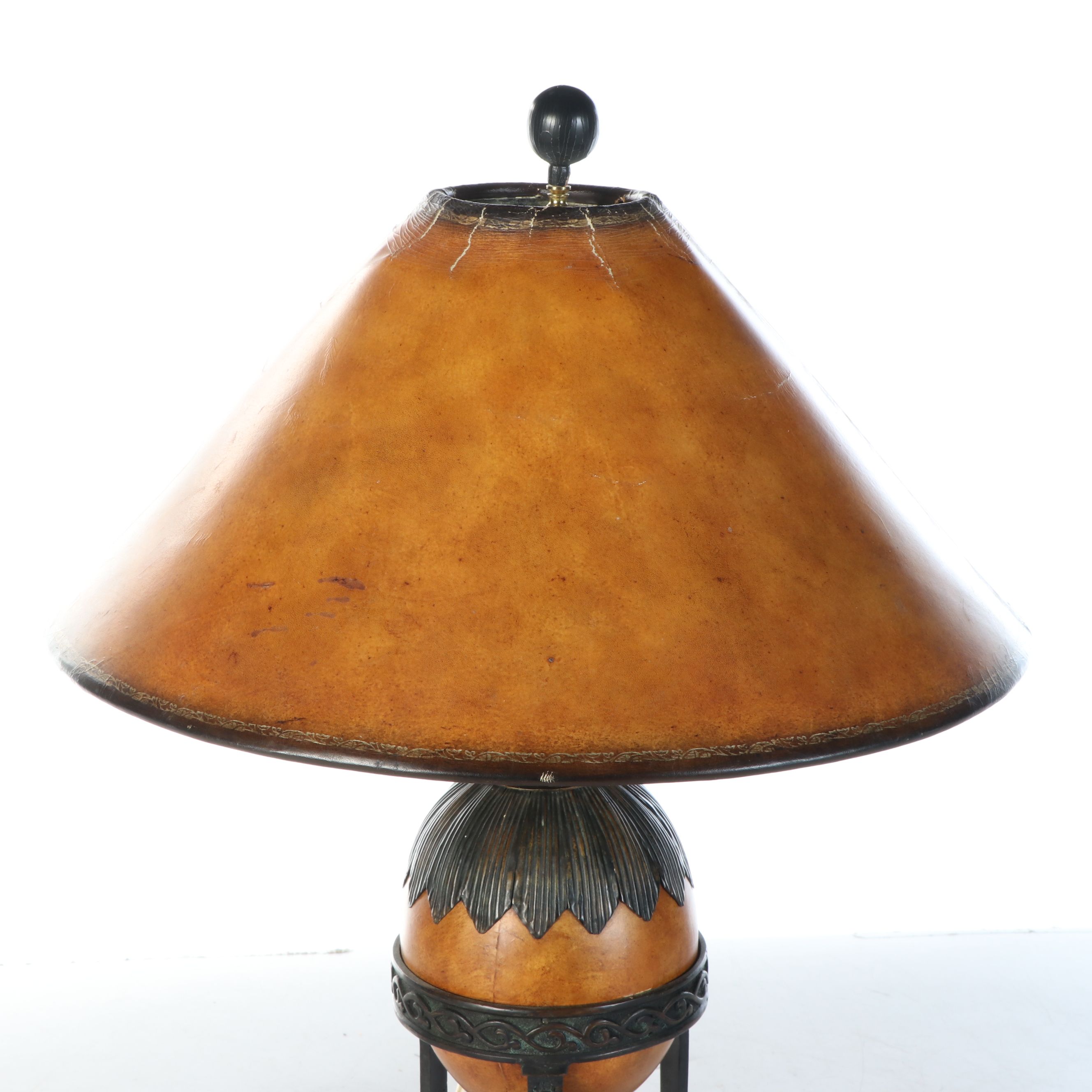 Maitland-Smith Directoire Style Bronze and Leather Table Lamp