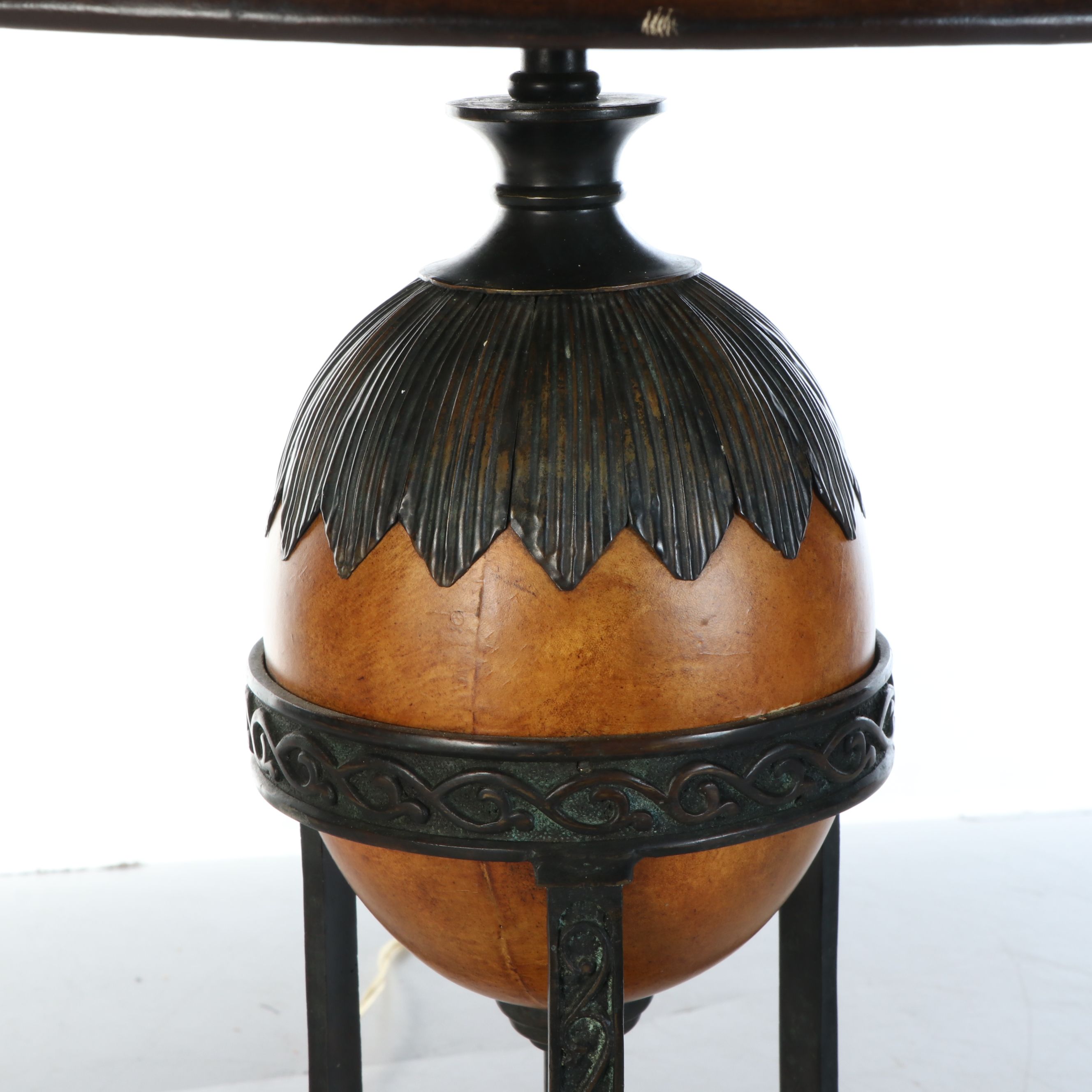 Maitland-Smith Directoire Style Bronze and Leather Table Lamp