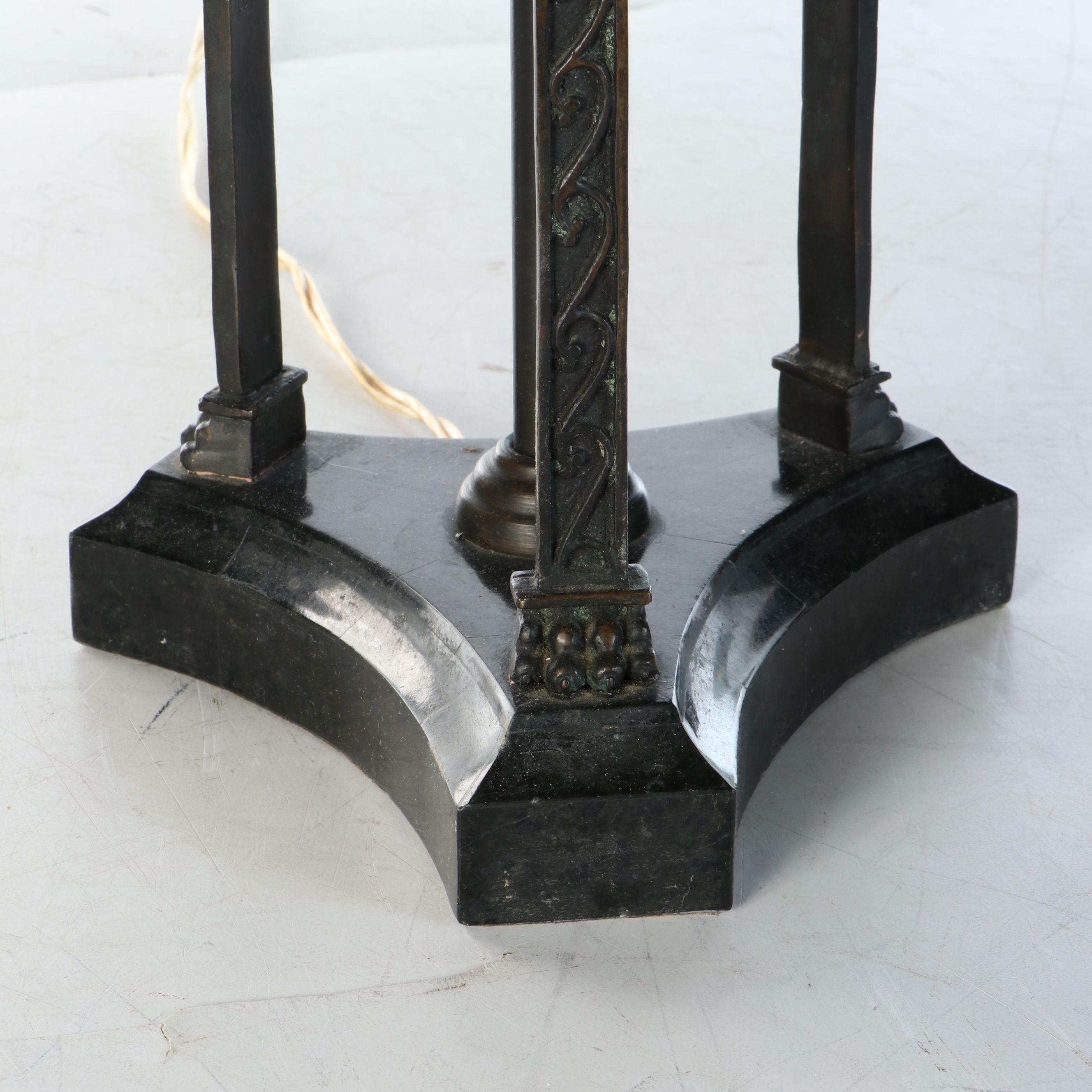 Maitland-Smith Directoire Style Bronze and Leather Table Lamp