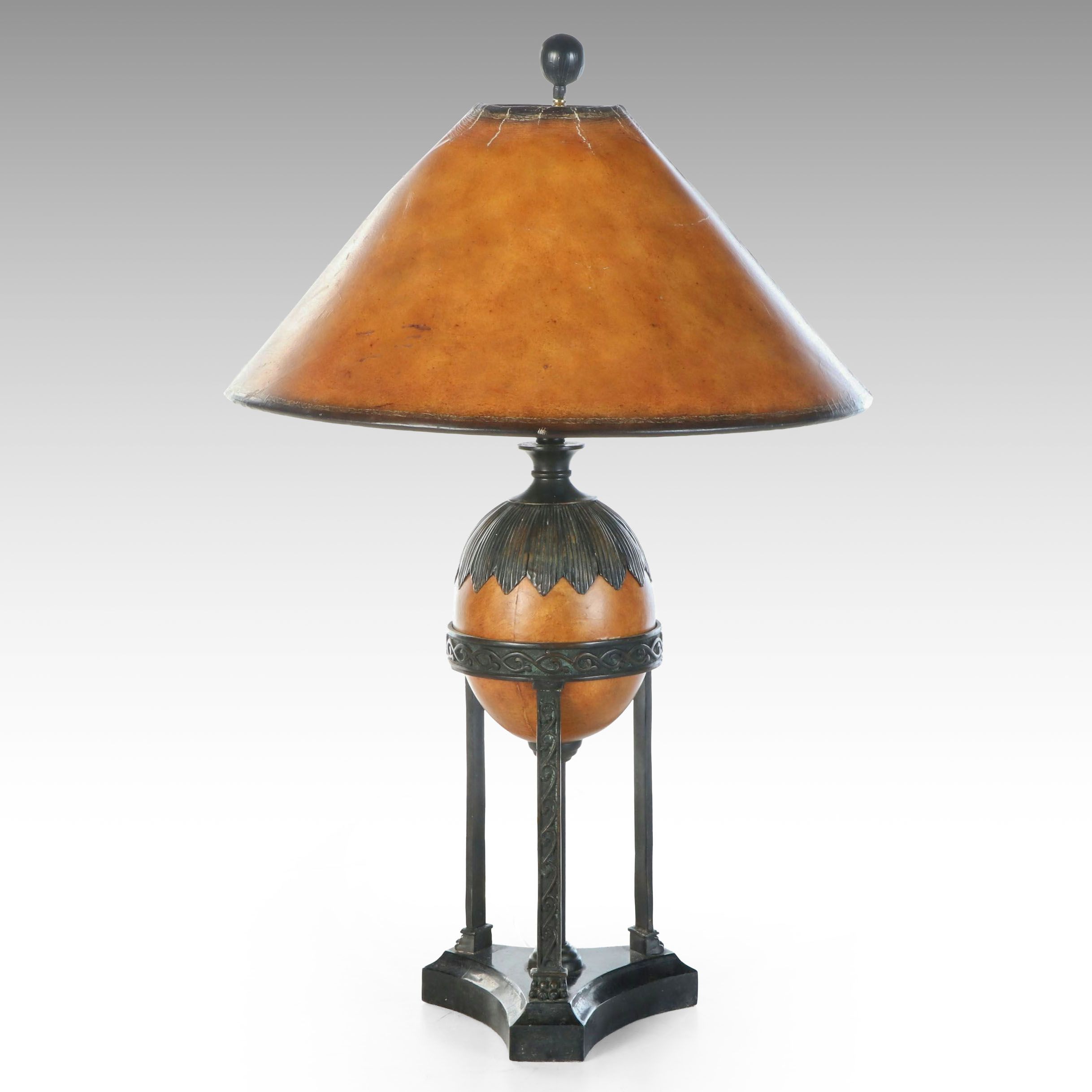 Maitland-Smith Directoire Style Bronze and Leather Table Lamp