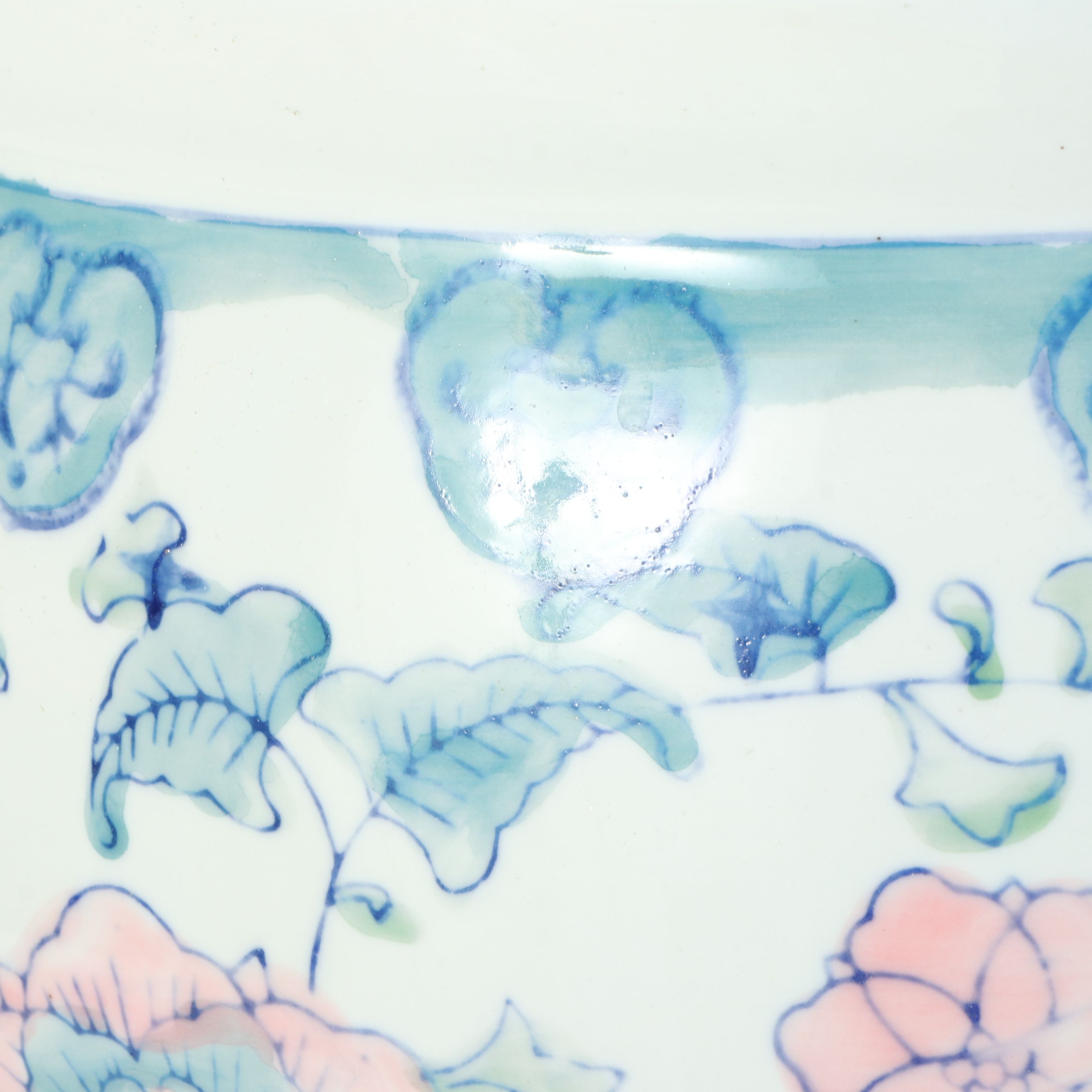 Chinese Porcelain Fishbowl Jardinière with Wood Stand