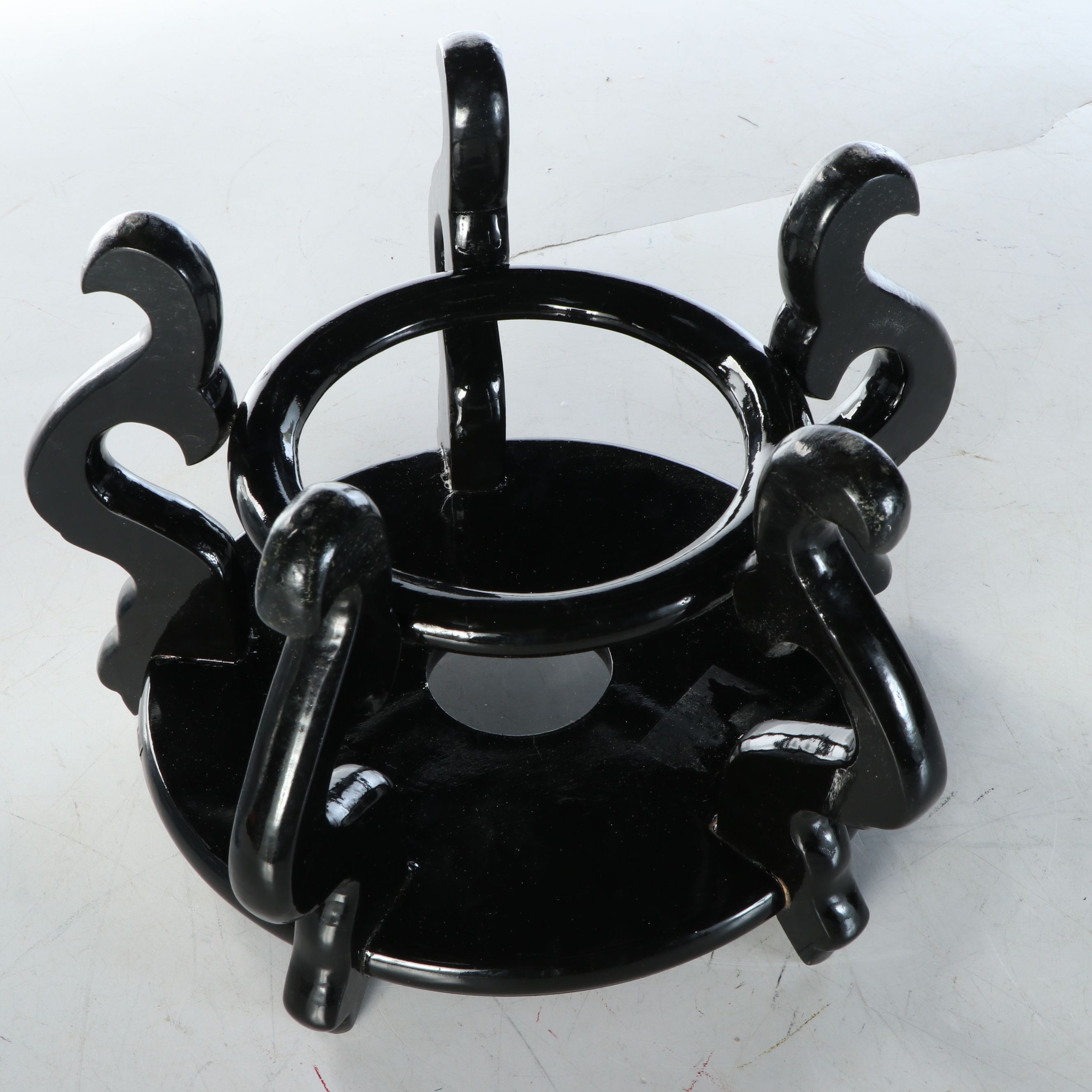 Chinese Porcelain Fishbowl Jardinière with Wood Stand