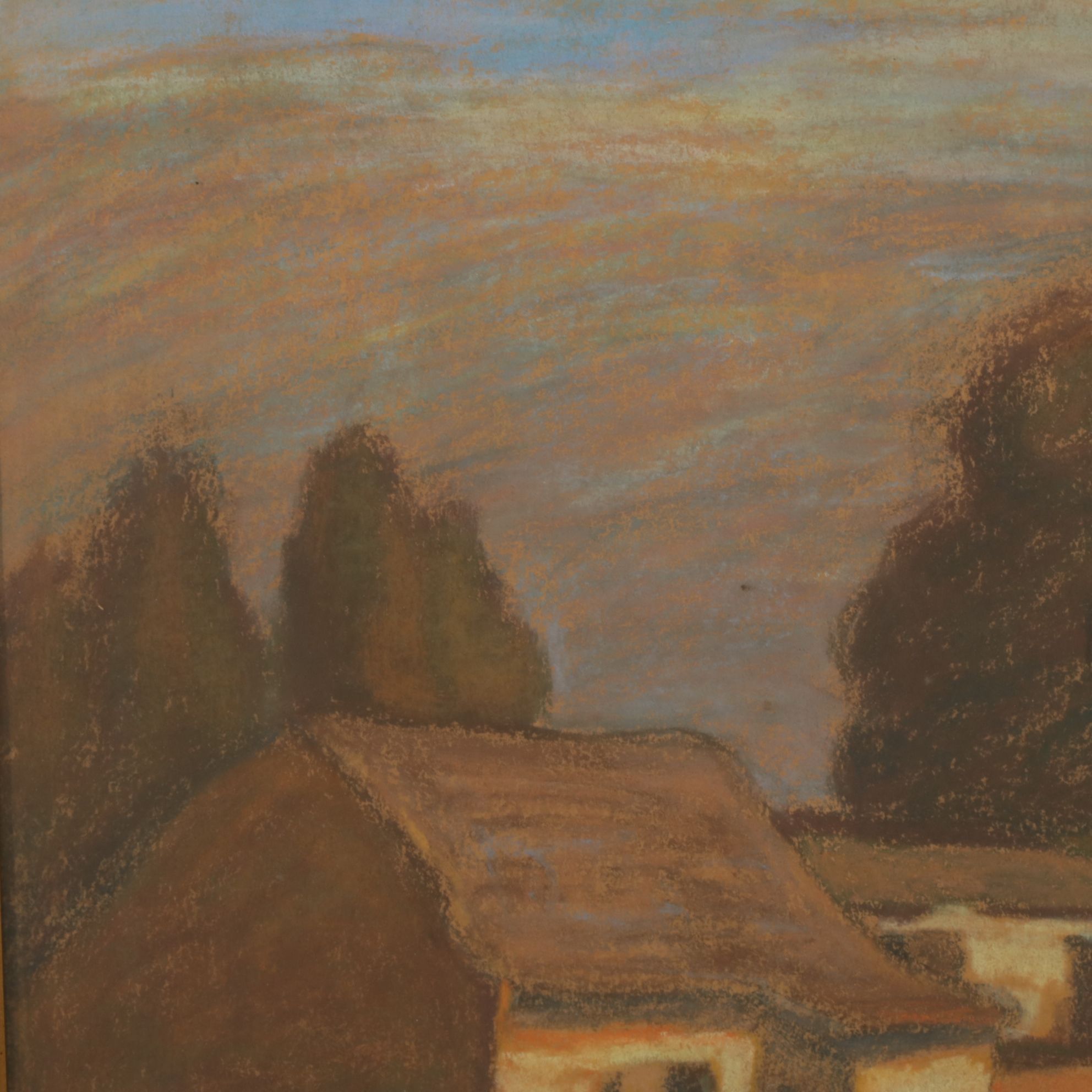 Landscape Oil Painting with Farmhouse Facade Attributed to Hugo Troendle