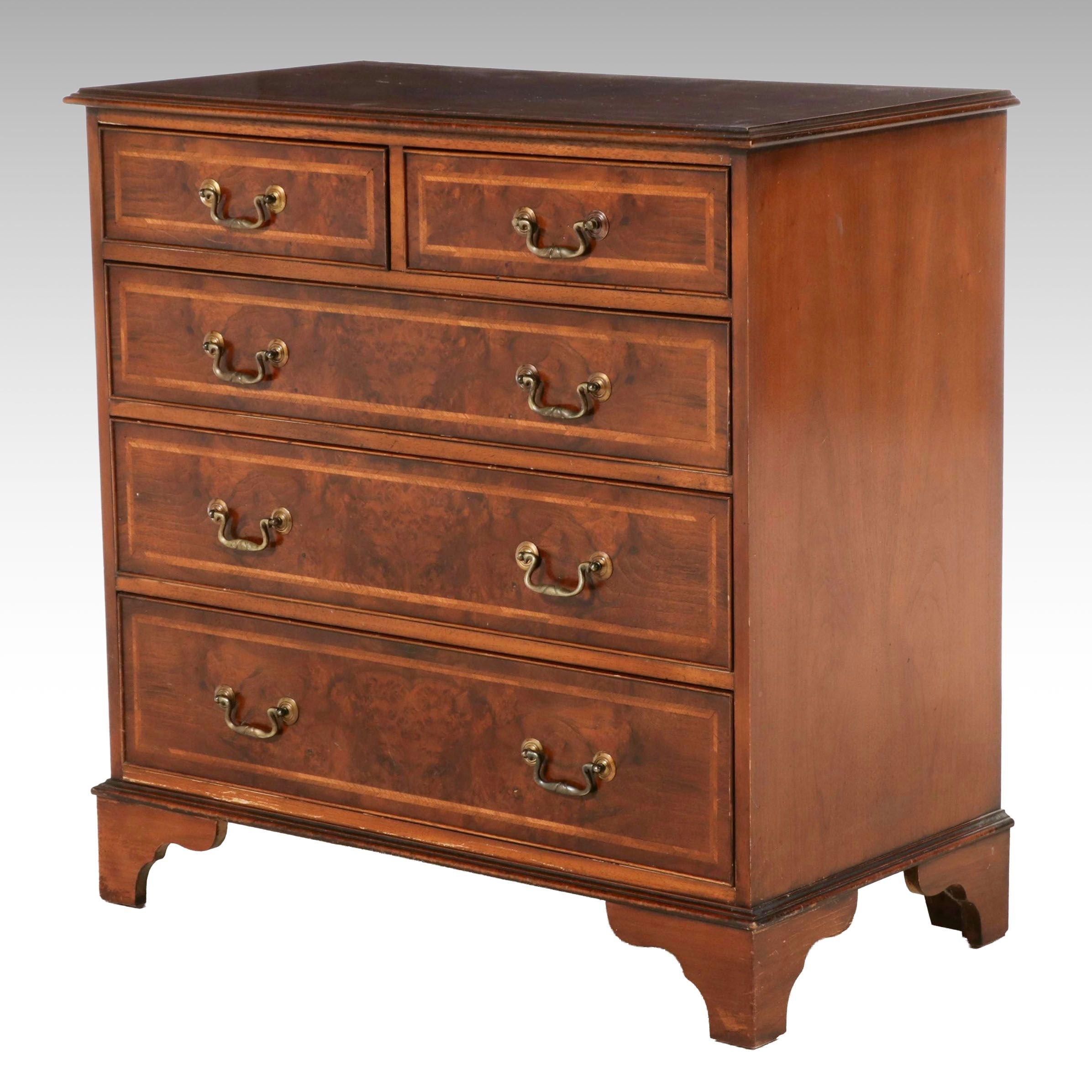 Churchill's Furniture Inlaid Flame Mahogany Hepplewhite Style Chest