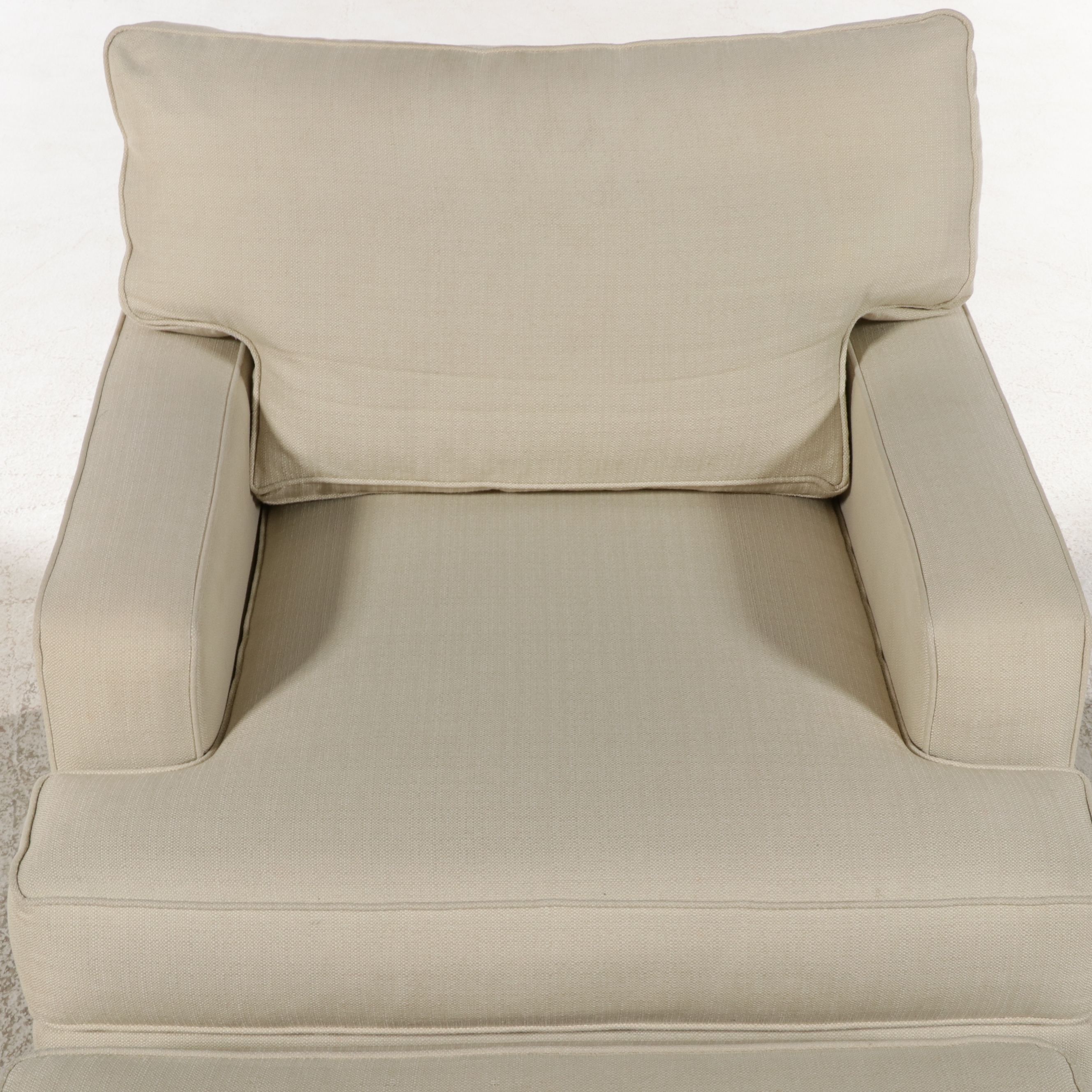 Ethan Allen Upholstered Armchair and Ottoman, 21st Century