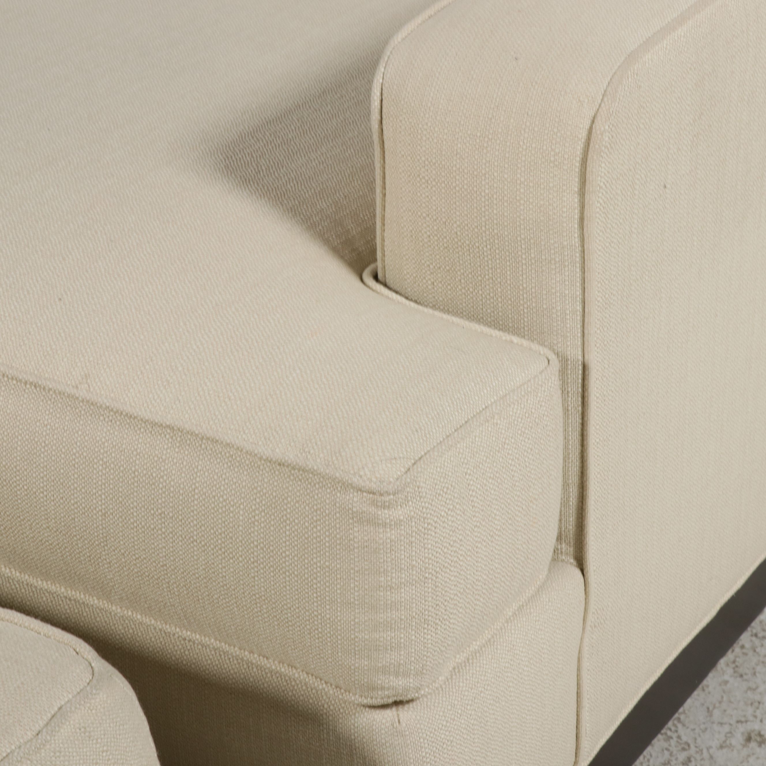 Ethan Allen Upholstered Armchair and Ottoman, 21st Century