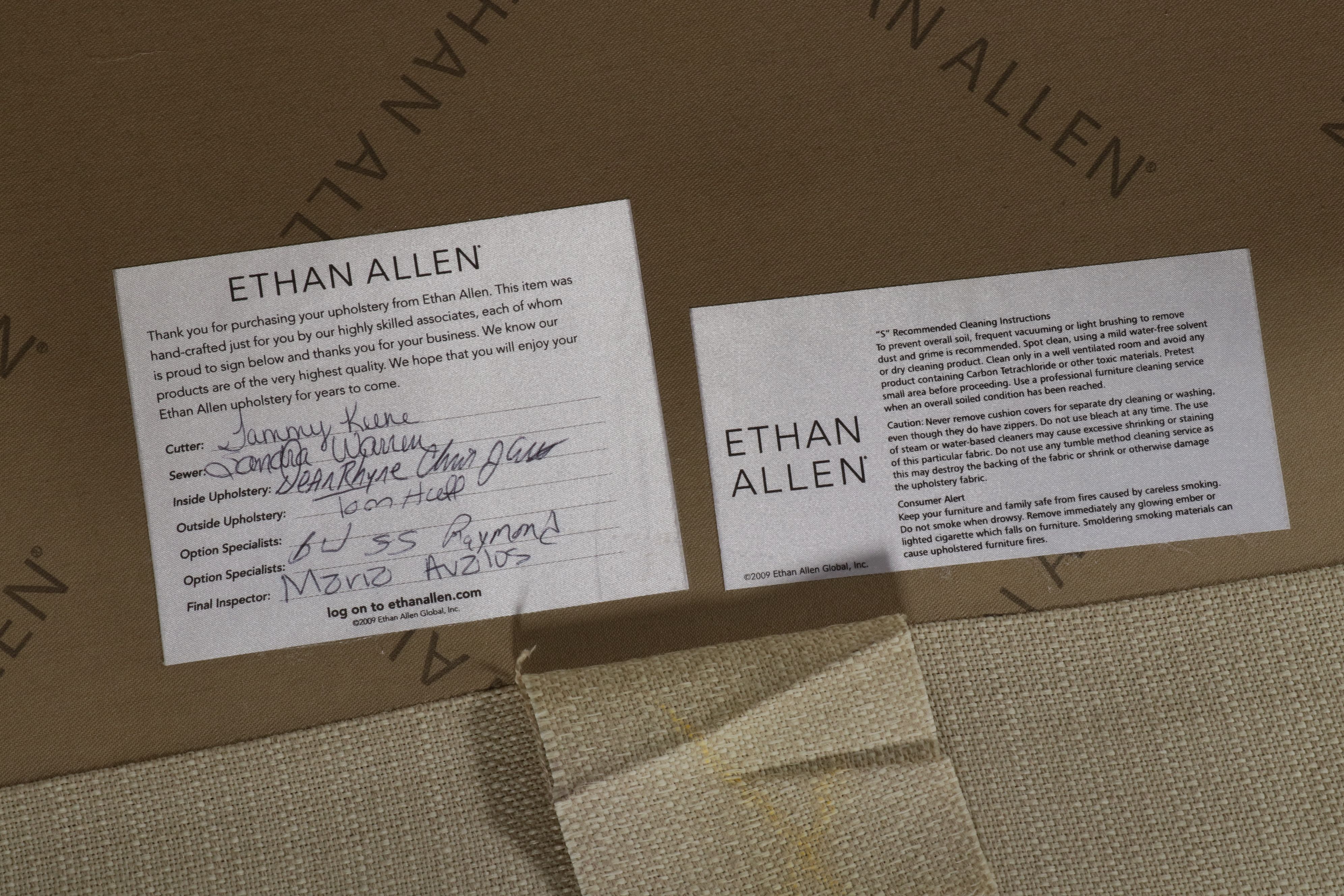 Ethan Allen Upholstered Armchair and Ottoman, 21st Century