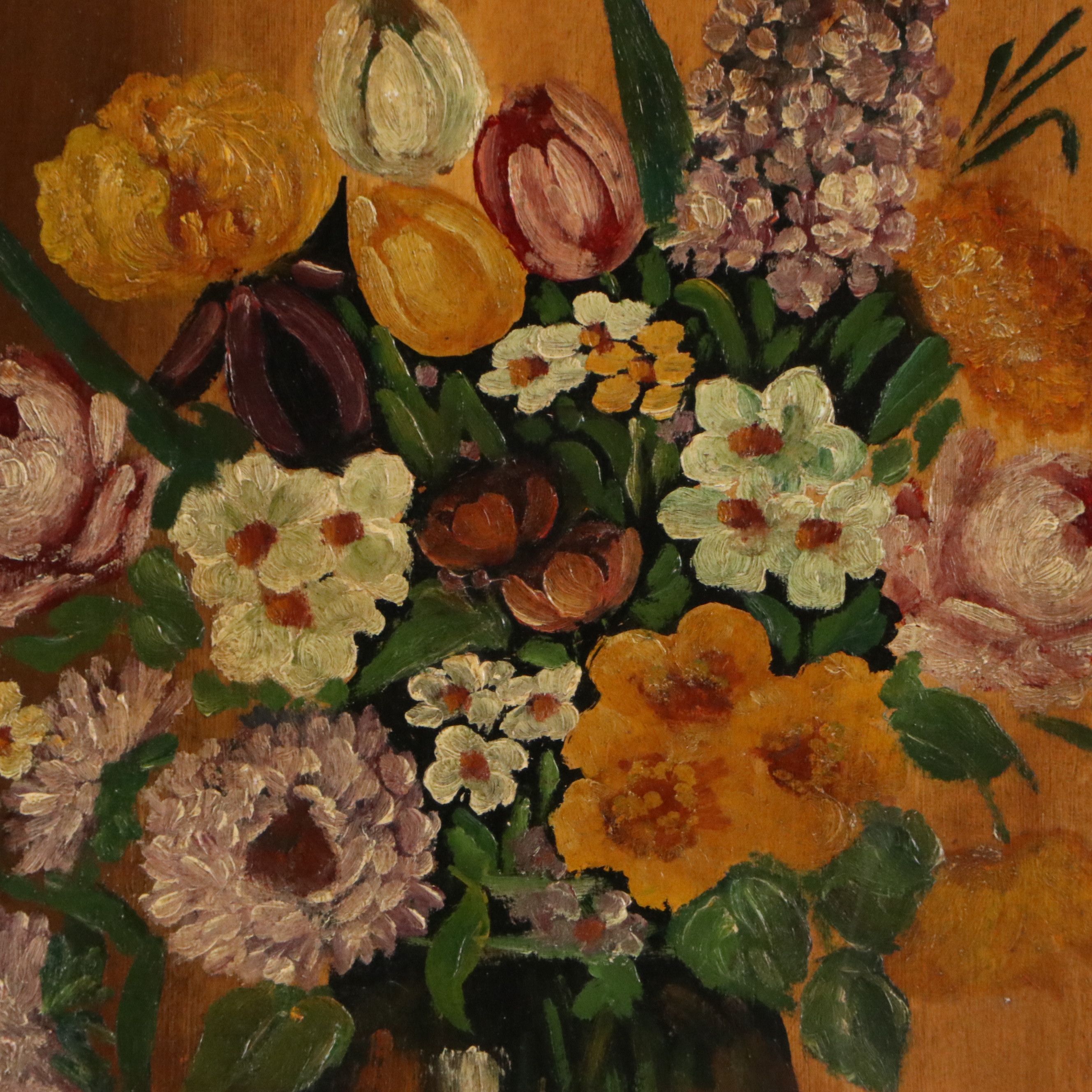 Still Life Oil Painting of Vase of Flowers, 20th Century