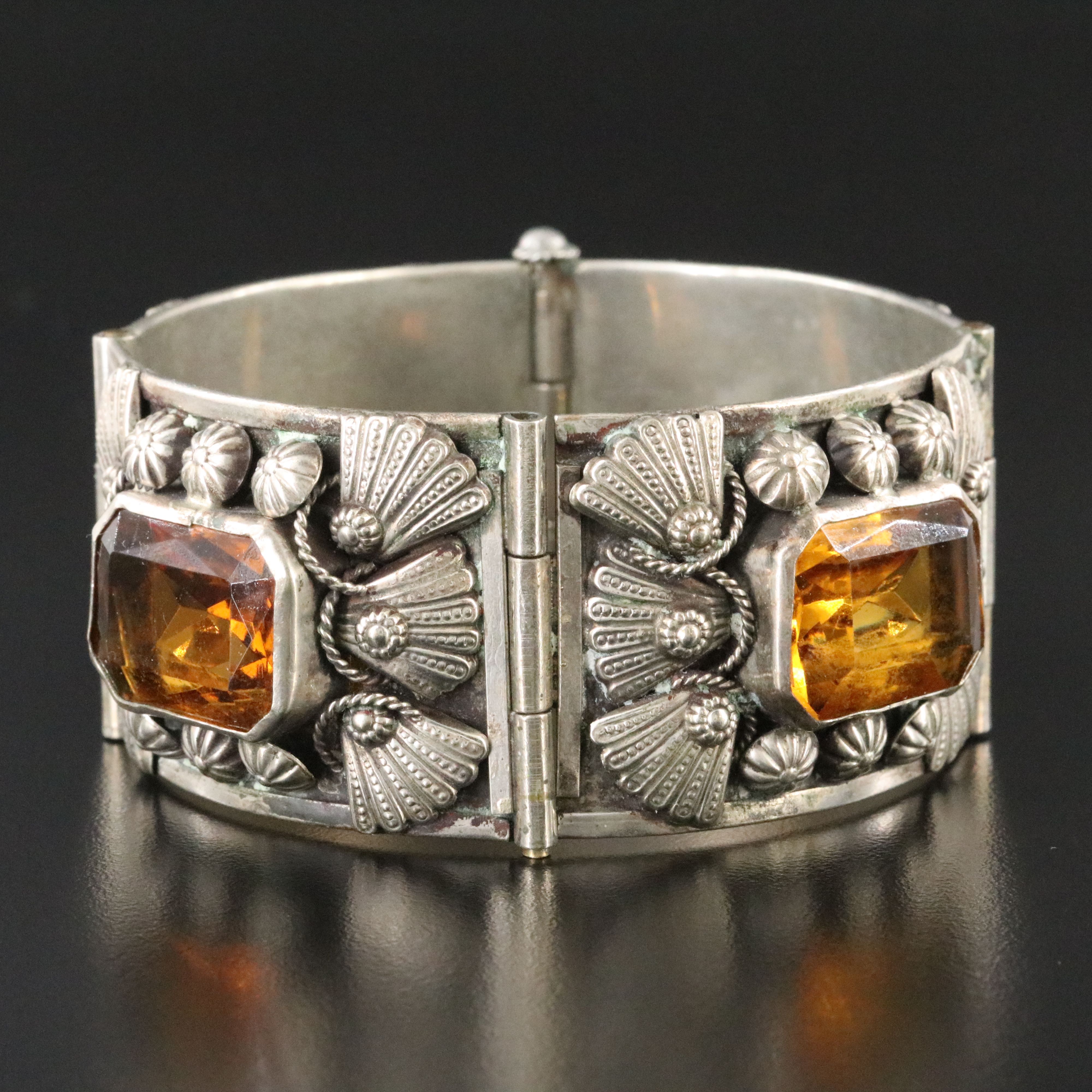 Vintage Italian Hand Made Glass Panel Bracelet