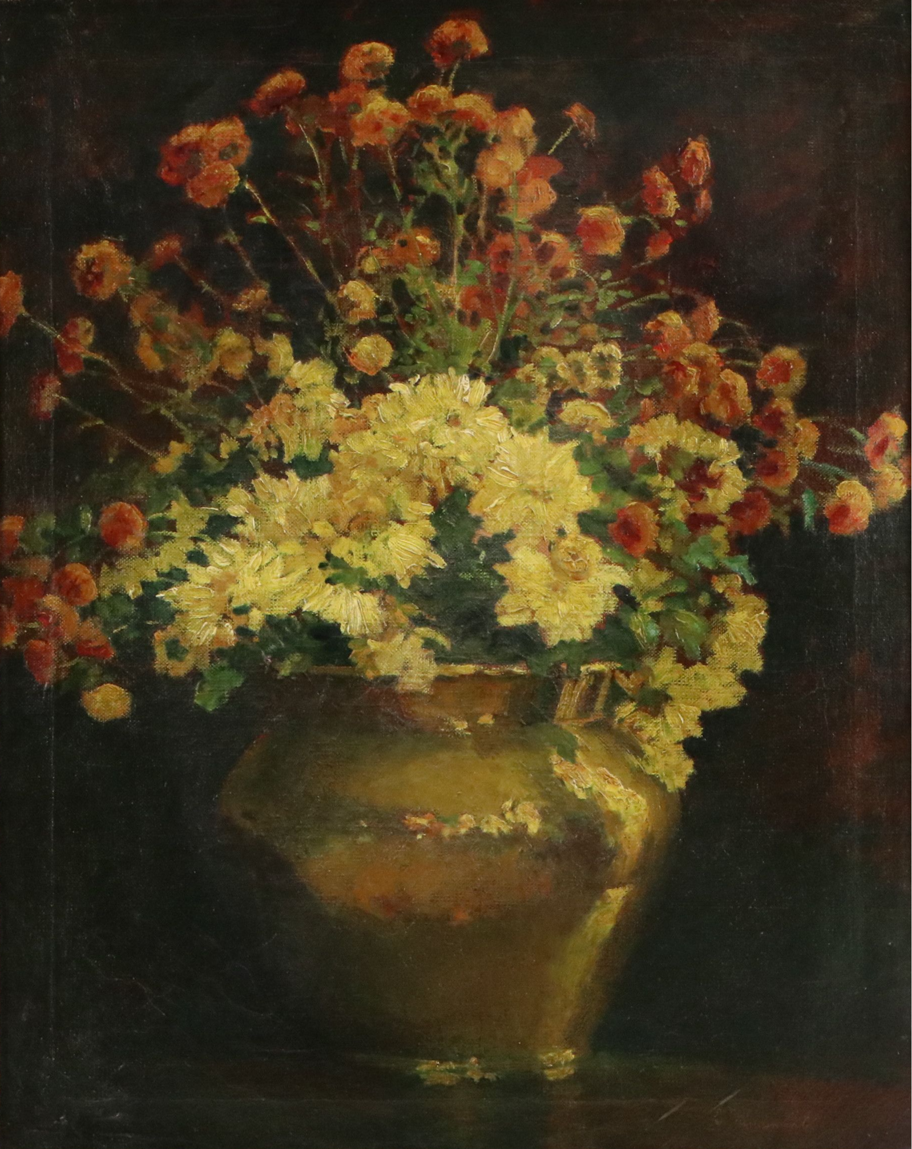Emma Mendenhall Still Life Oil Painting of Vase of Flowers, Late 19th to 20th C.