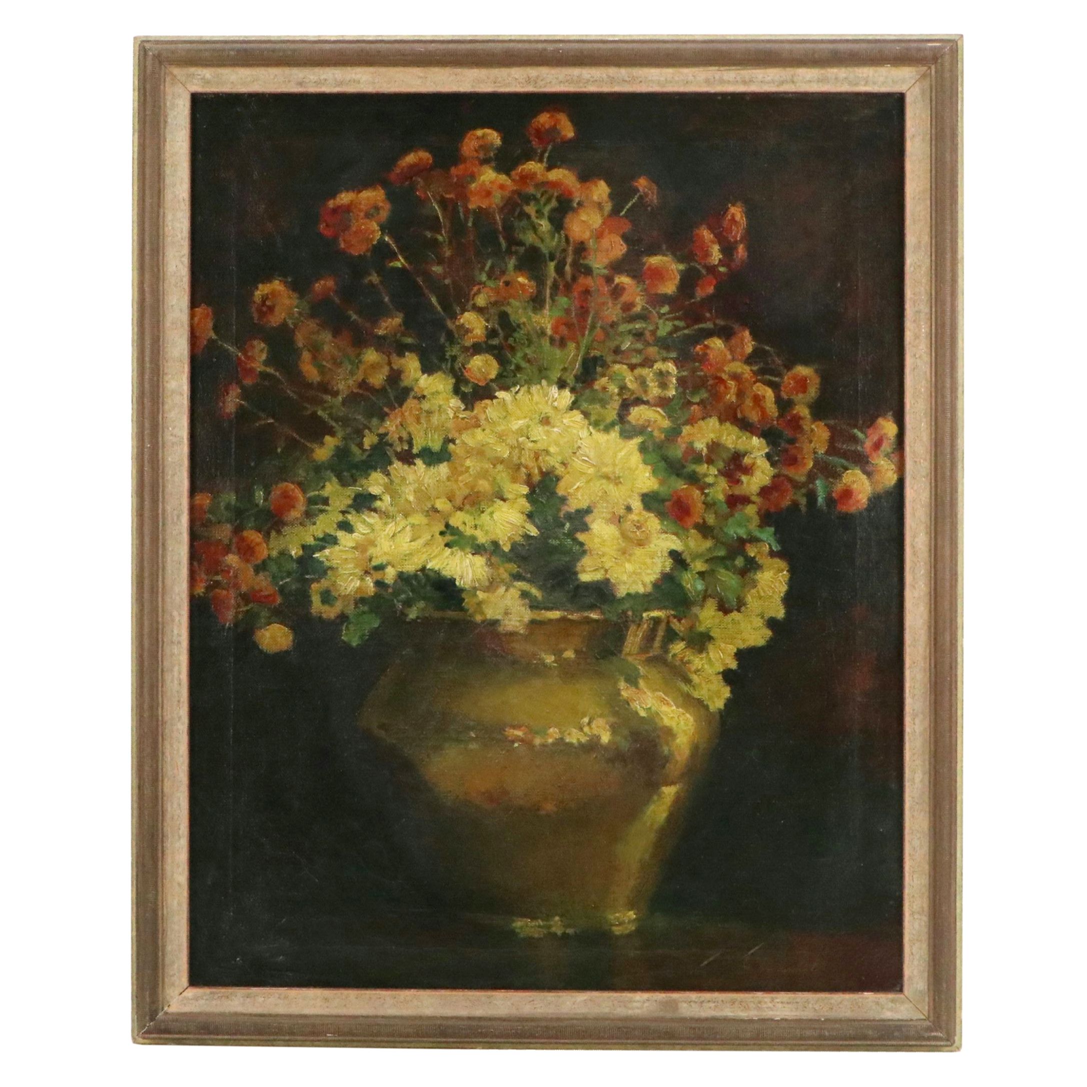 Emma Mendenhall Still Life Oil Painting of Vase of Flowers, Late 19th to 20th C.