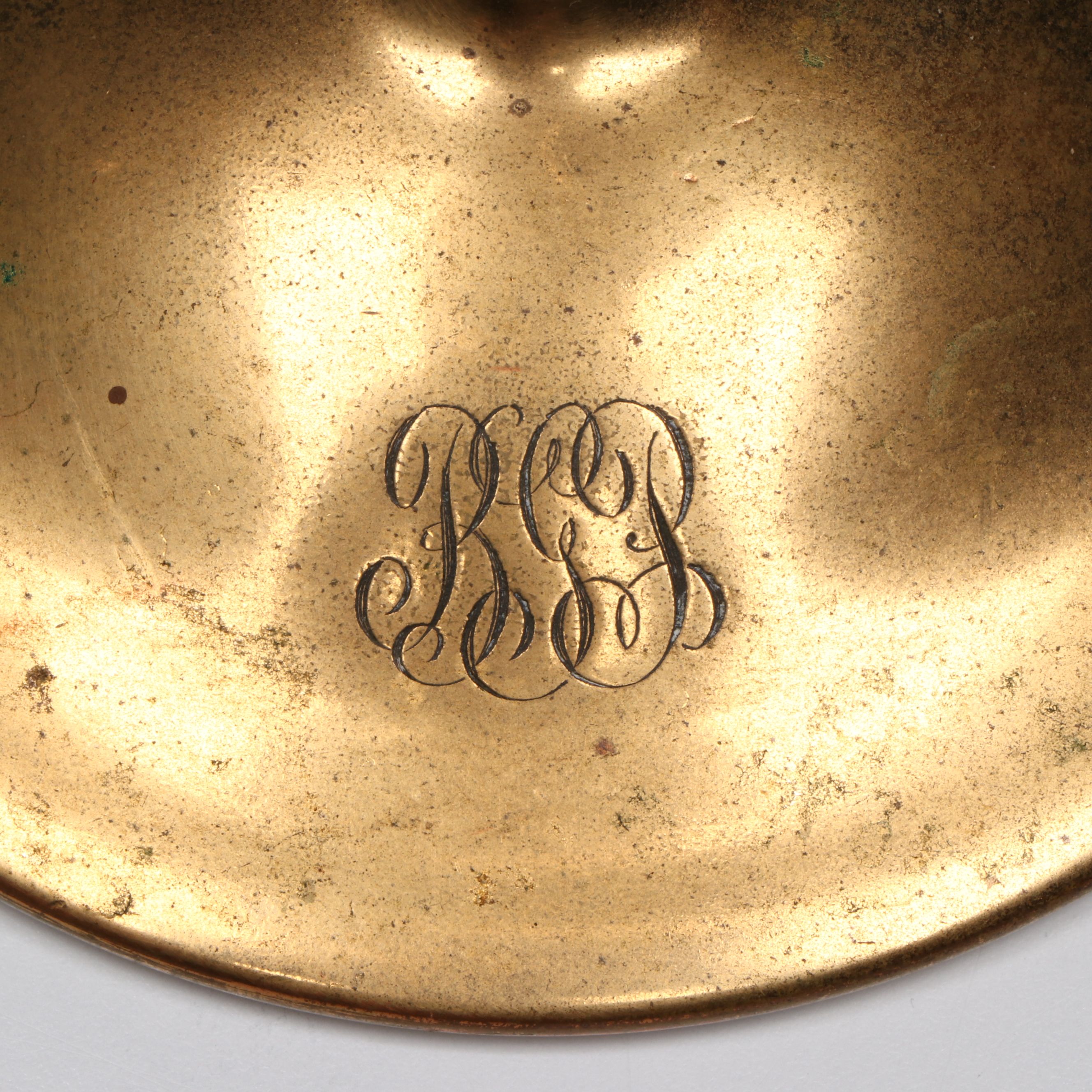Tiffany Studios Solid Brass Candle Holder with Favrile Glass Shade