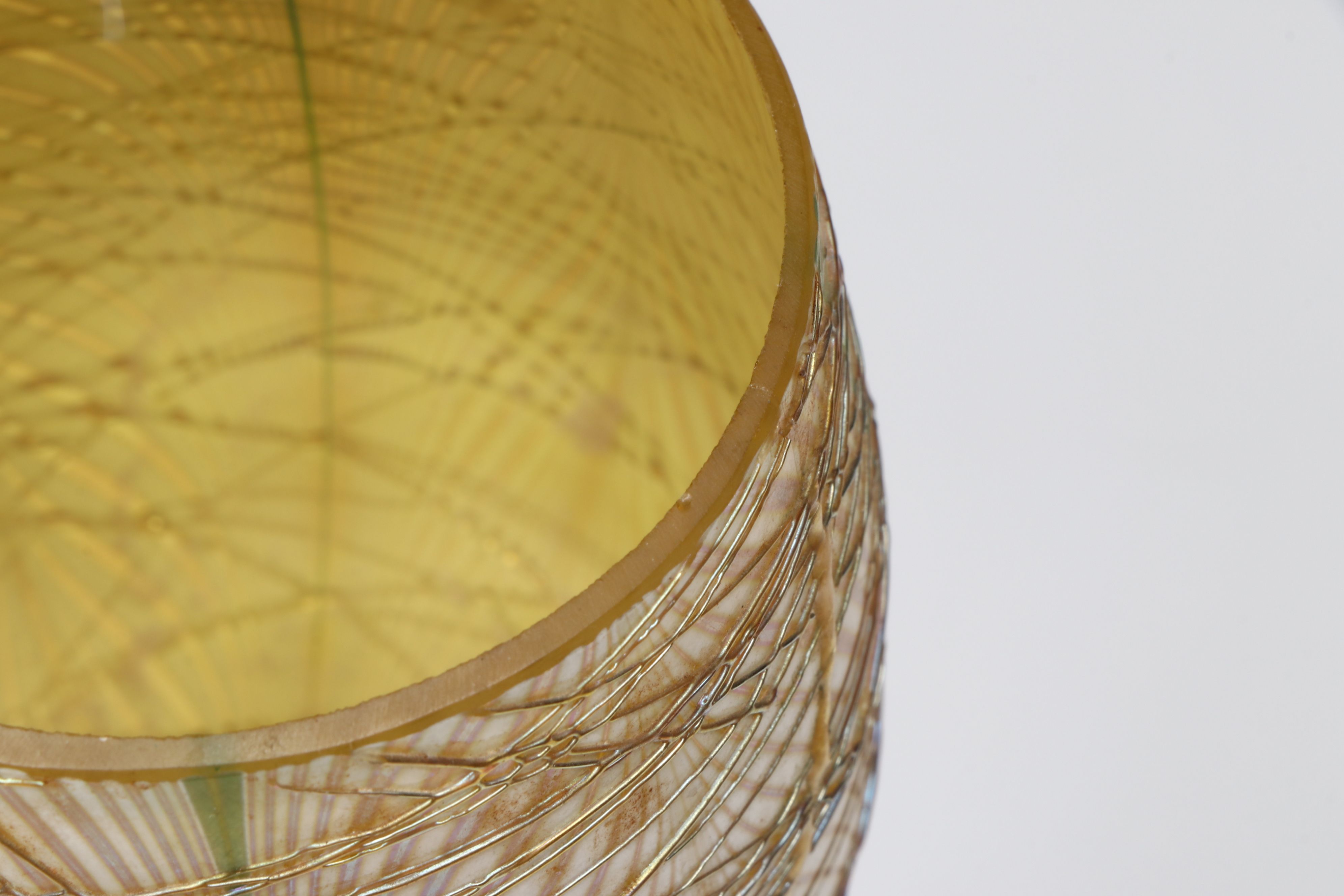 Tiffany Studios Solid Brass Candle Holder with Favrile Glass Shade