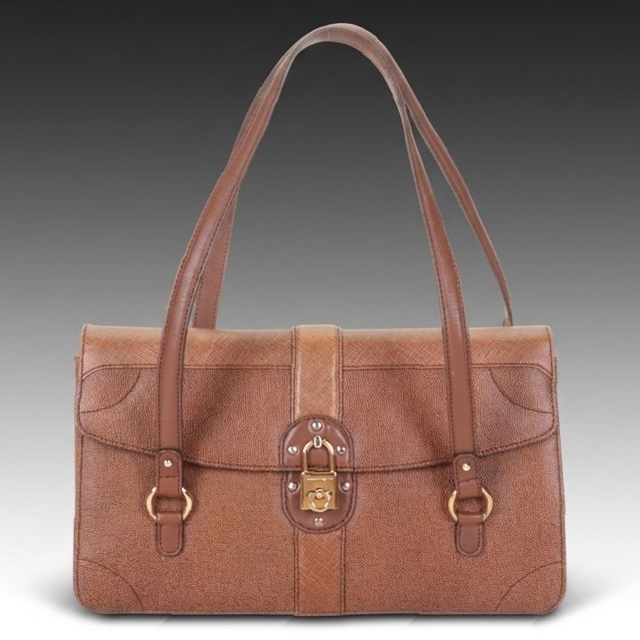 Salvatore Ferragamo Gancini Shoulder Bag in Brown Leather