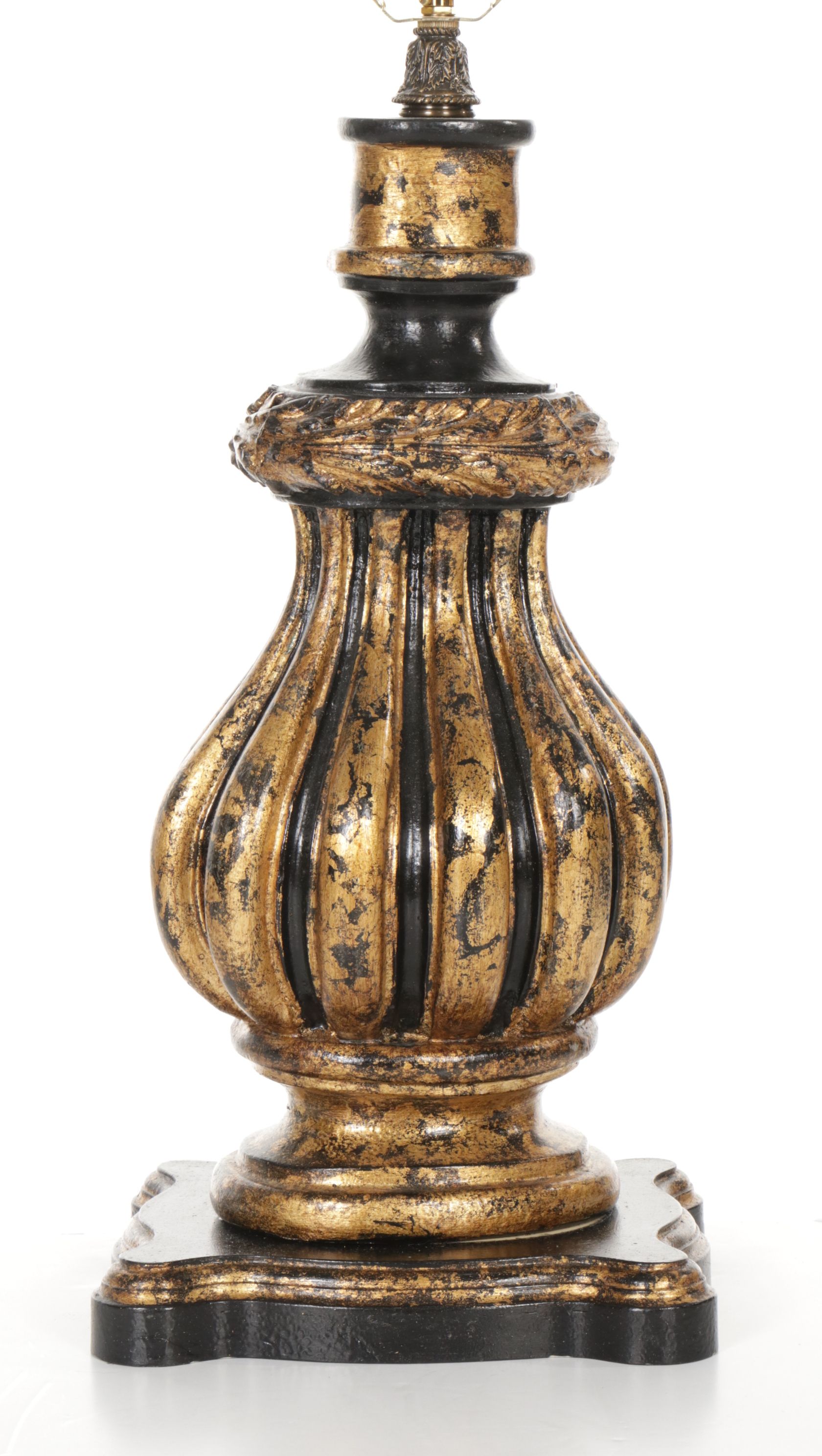 Black and Gold Fluted Urn Table Lamp