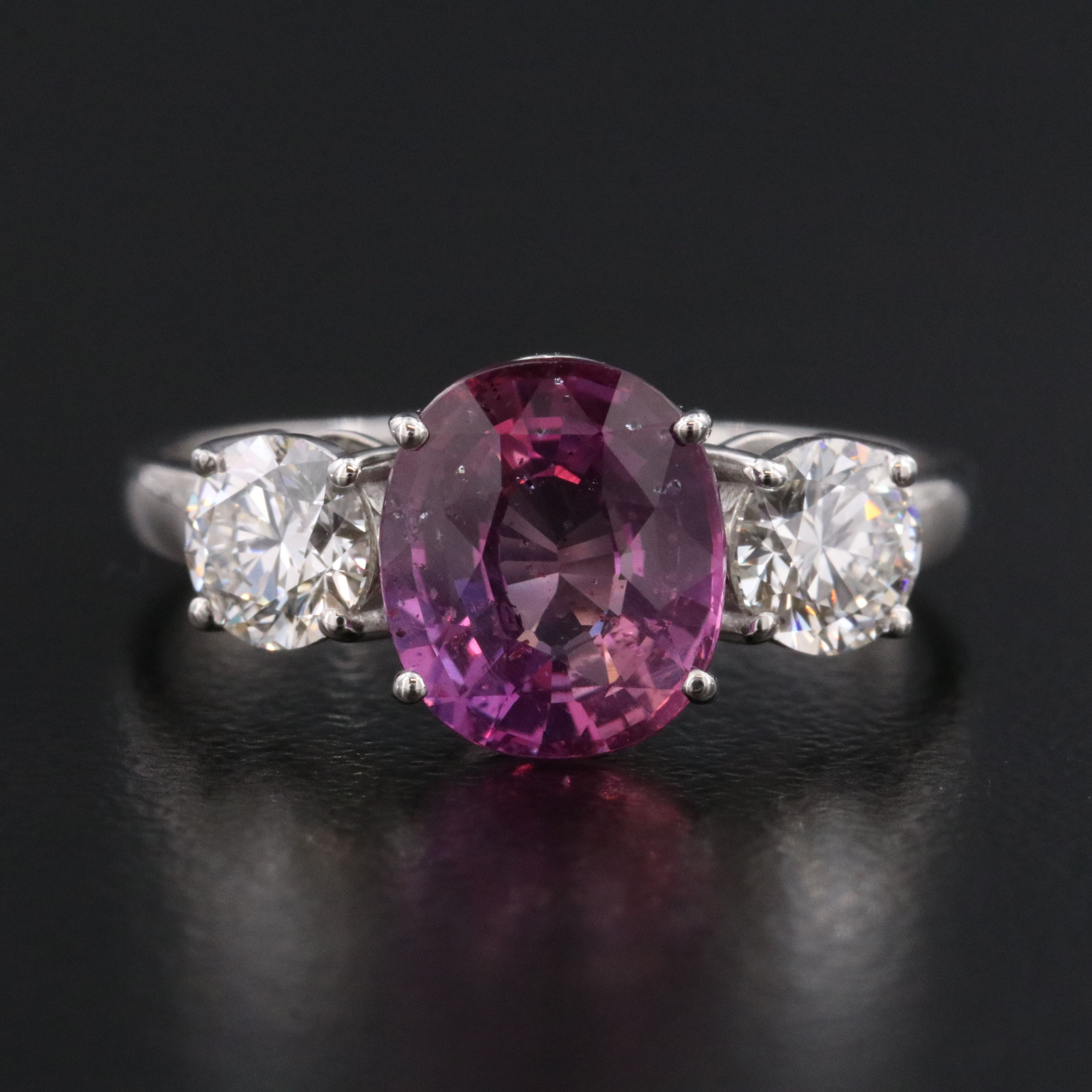 Platinum 2.05 CT Unheated Ceylon Sapphire and Diamond Ring with GIA Reports