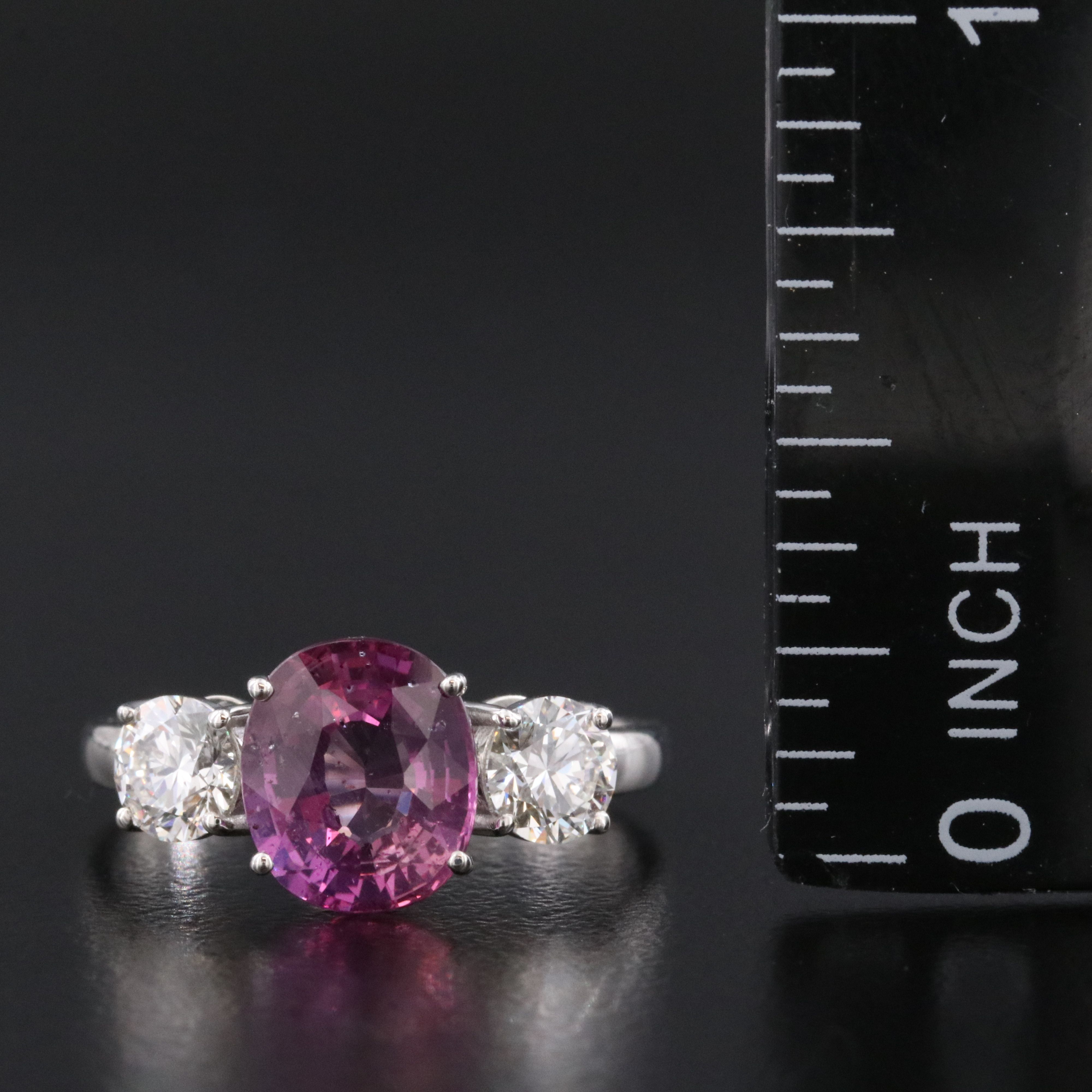 Platinum 2.05 CT Unheated Ceylon Sapphire and Diamond Ring with GIA Reports