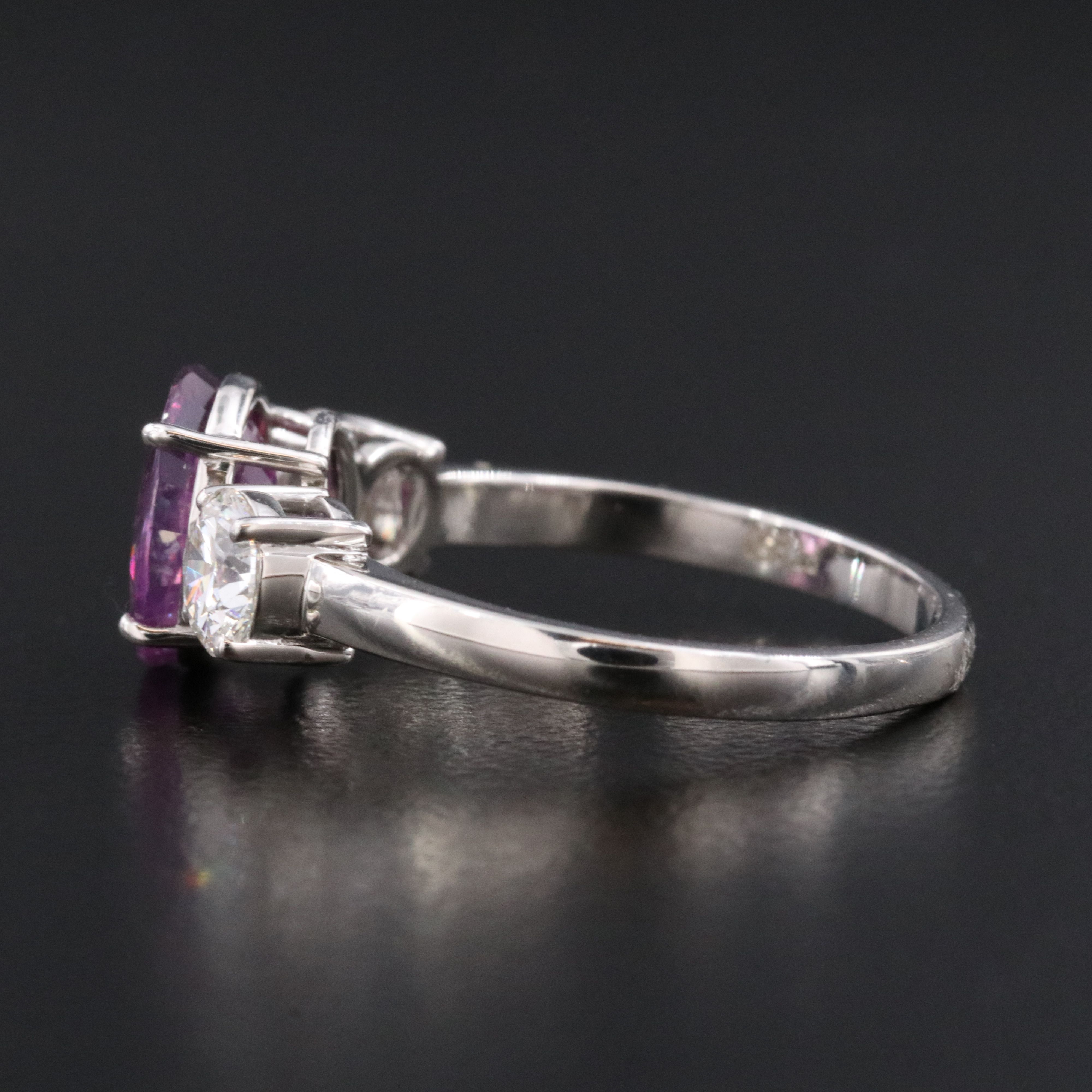 Platinum 2.05 CT Unheated Ceylon Sapphire and Diamond Ring with GIA Reports