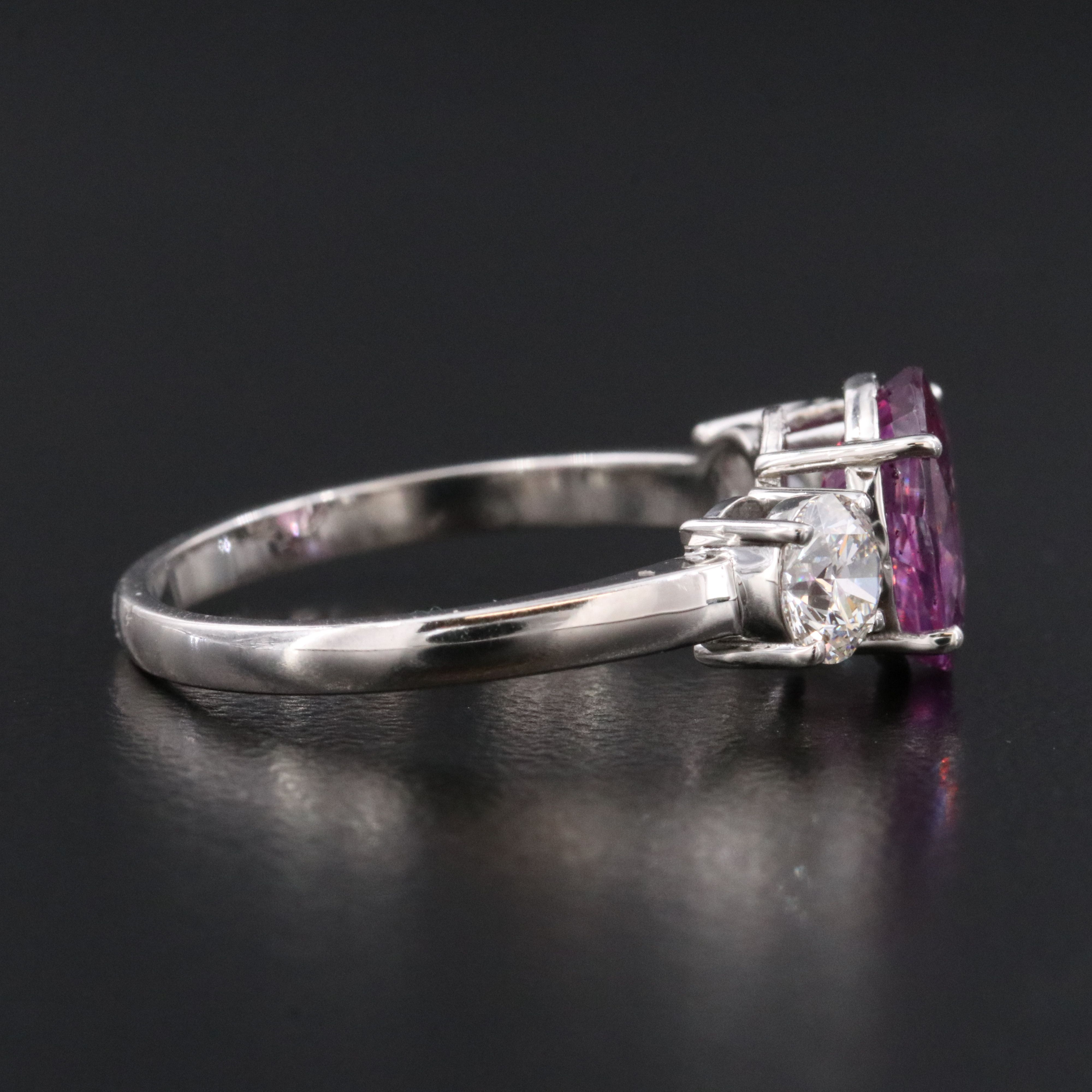 Platinum 2.05 CT Unheated Ceylon Sapphire and Diamond Ring with GIA Reports