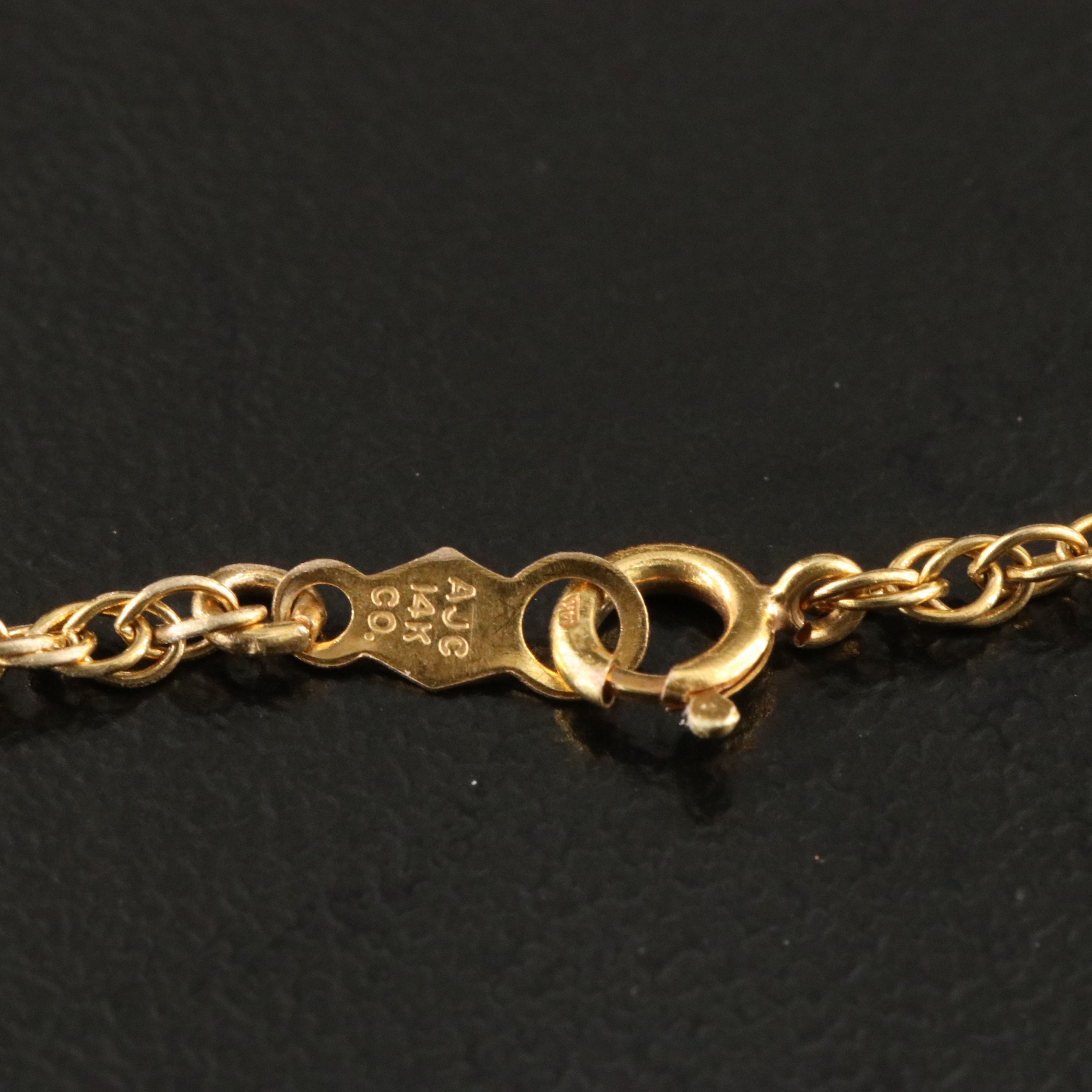 Vintage 14K 0.14 CT Diamond Pendant on 10K Rope Chain Necklace